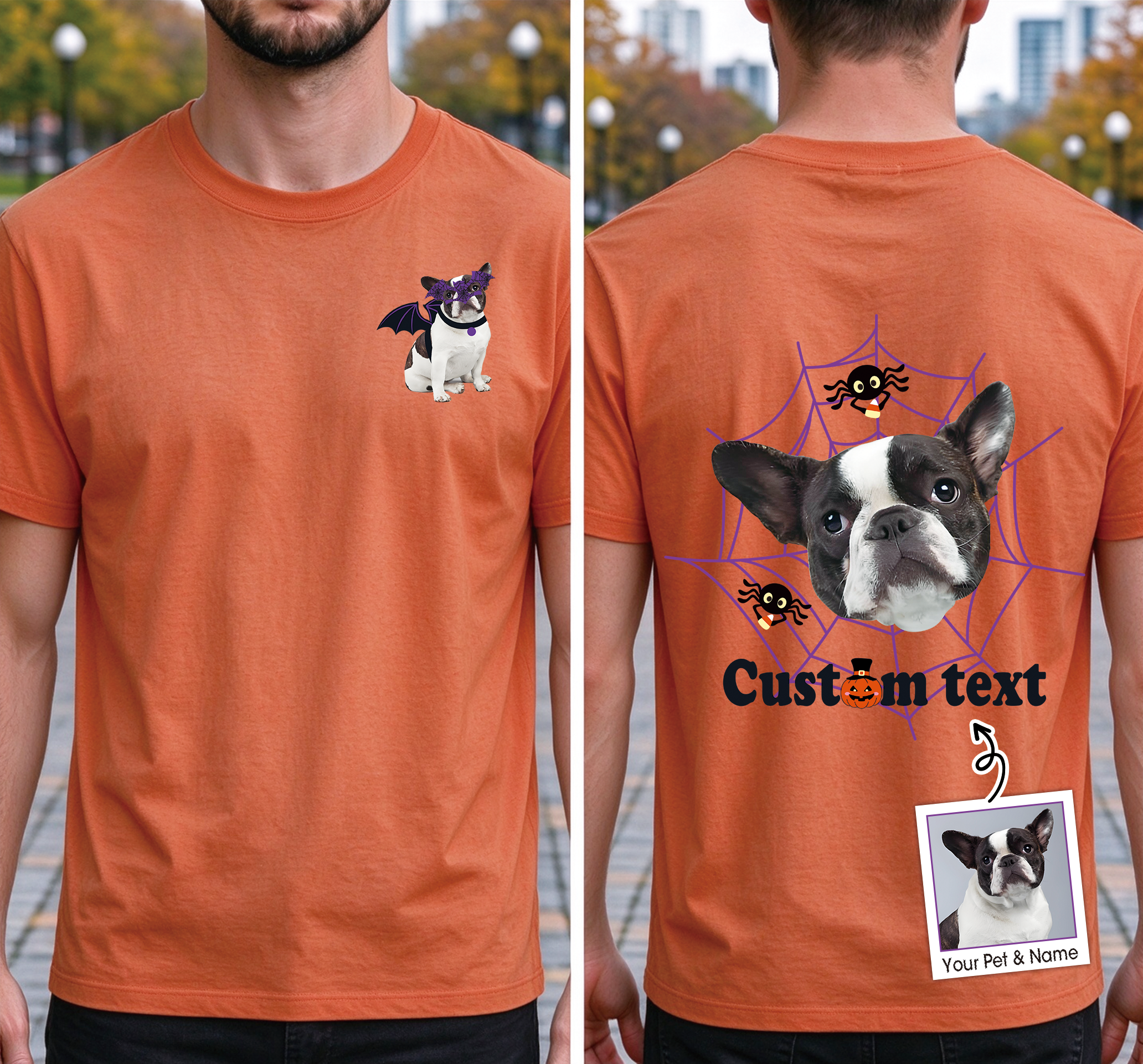 Custom Halloween Spider Web Pet T-Shirt