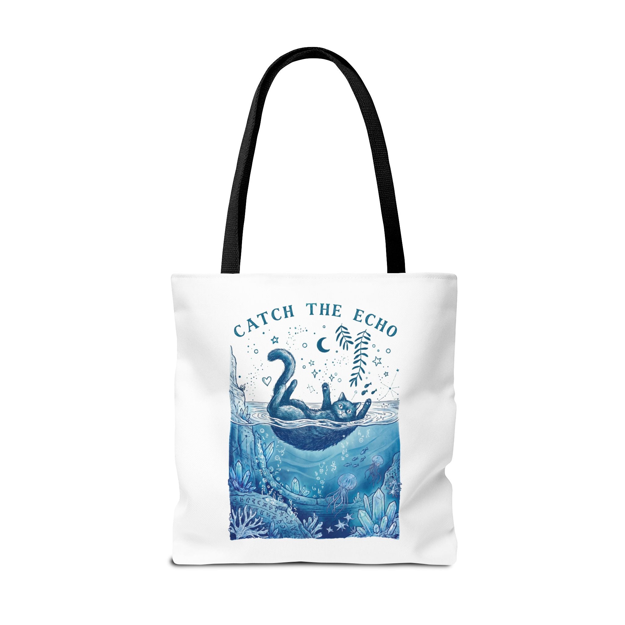 Cat Ocean Adventure Tote Bag | Vintage Underwater Graphic Canvas Bag