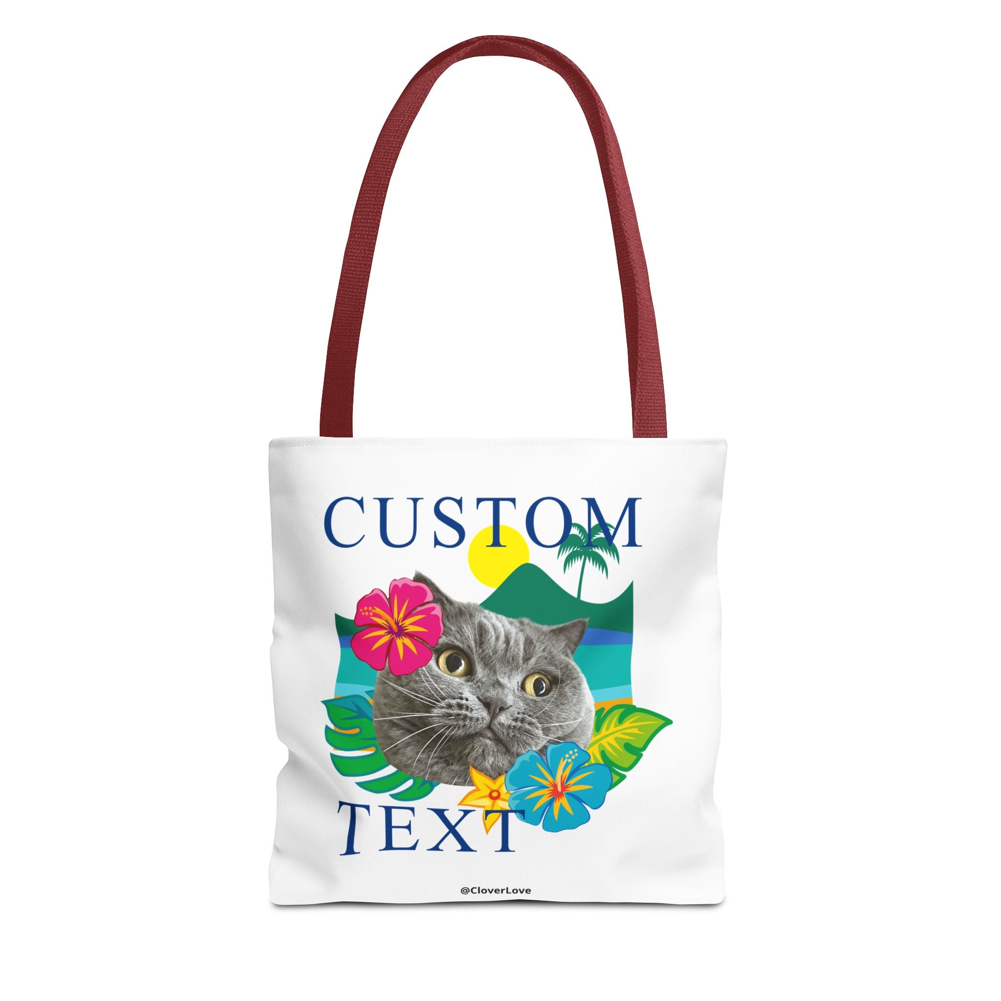 Tropical Cat Tote Bag | Personalized Pet Photo Canvas Bag