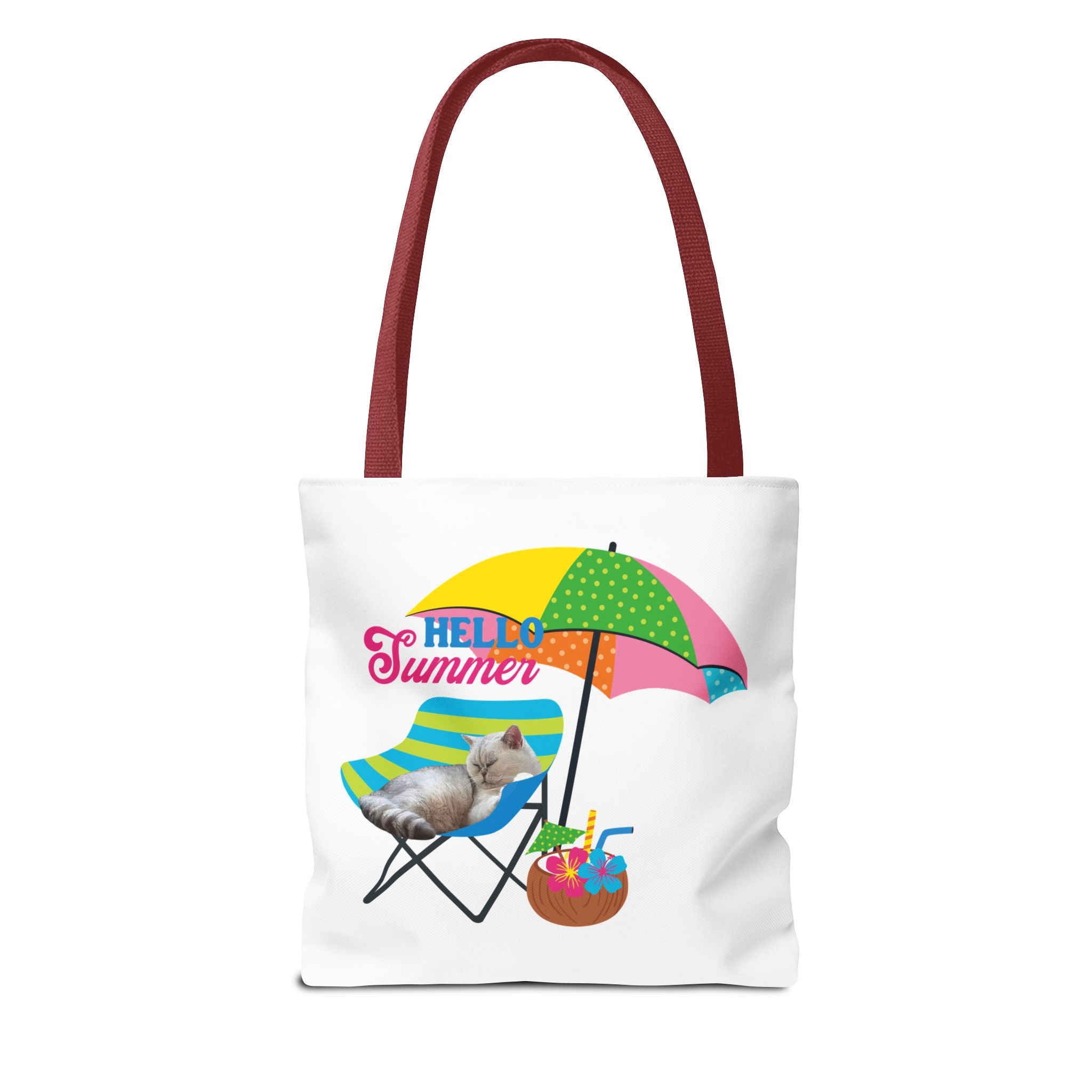 Summer Cat Tote Bag | Personalized Pet Photo Canvas Bag