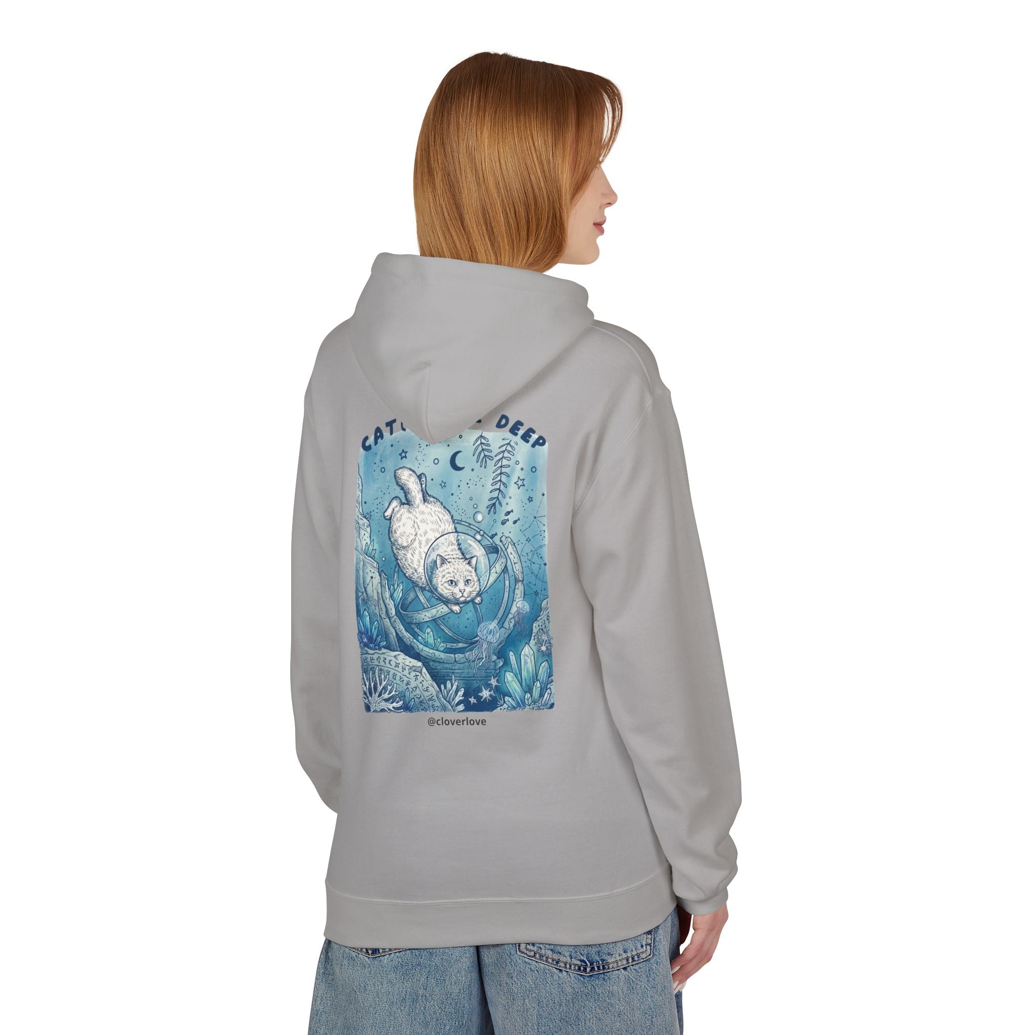 Katzen-Tiefseeabenteuer-Kapuzenpulli | Vintage Ozeanforscher Grafik-Sweatshirt