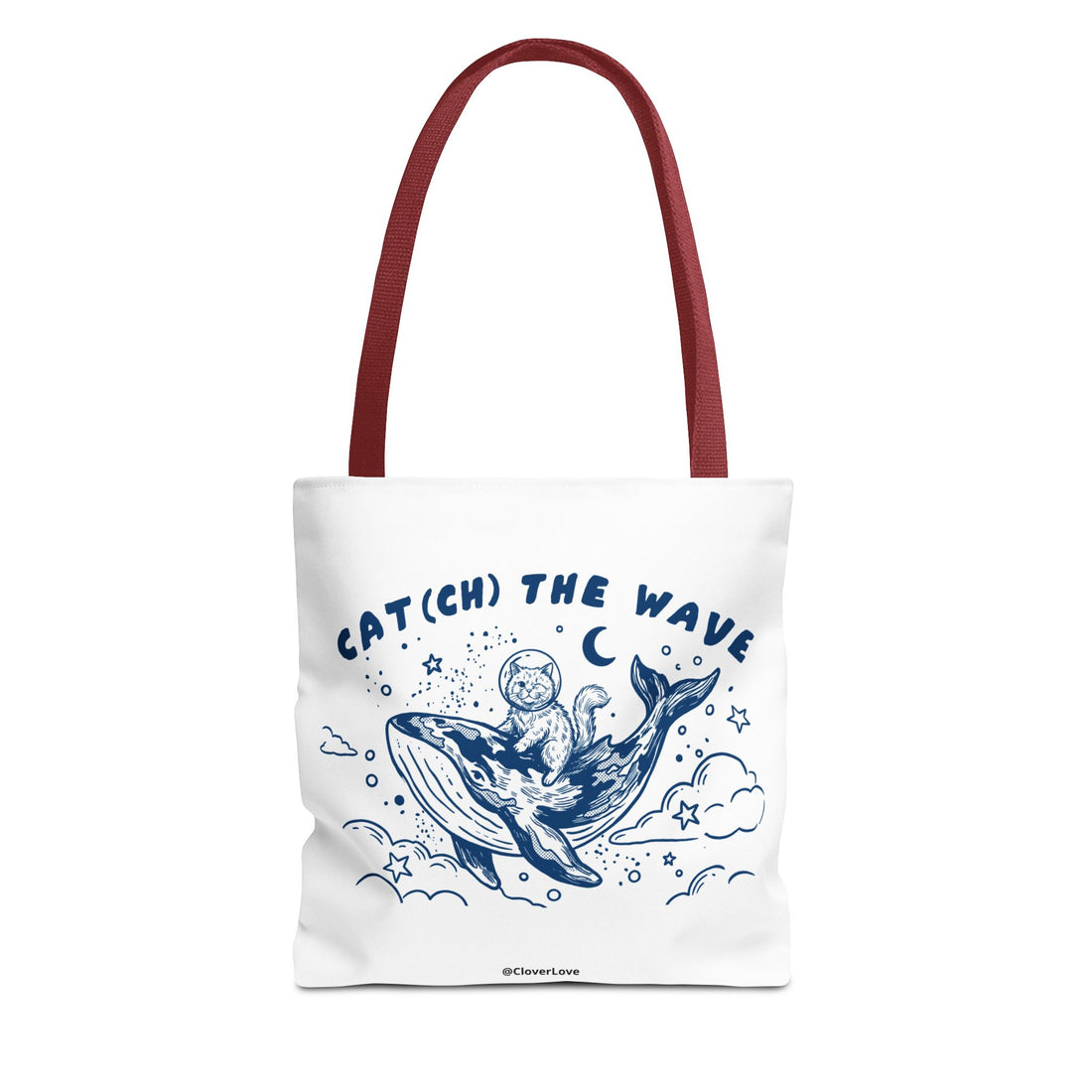 Cat Whale Adventure Tote Bag | Vintage Ocean Graphic Canvas Bag