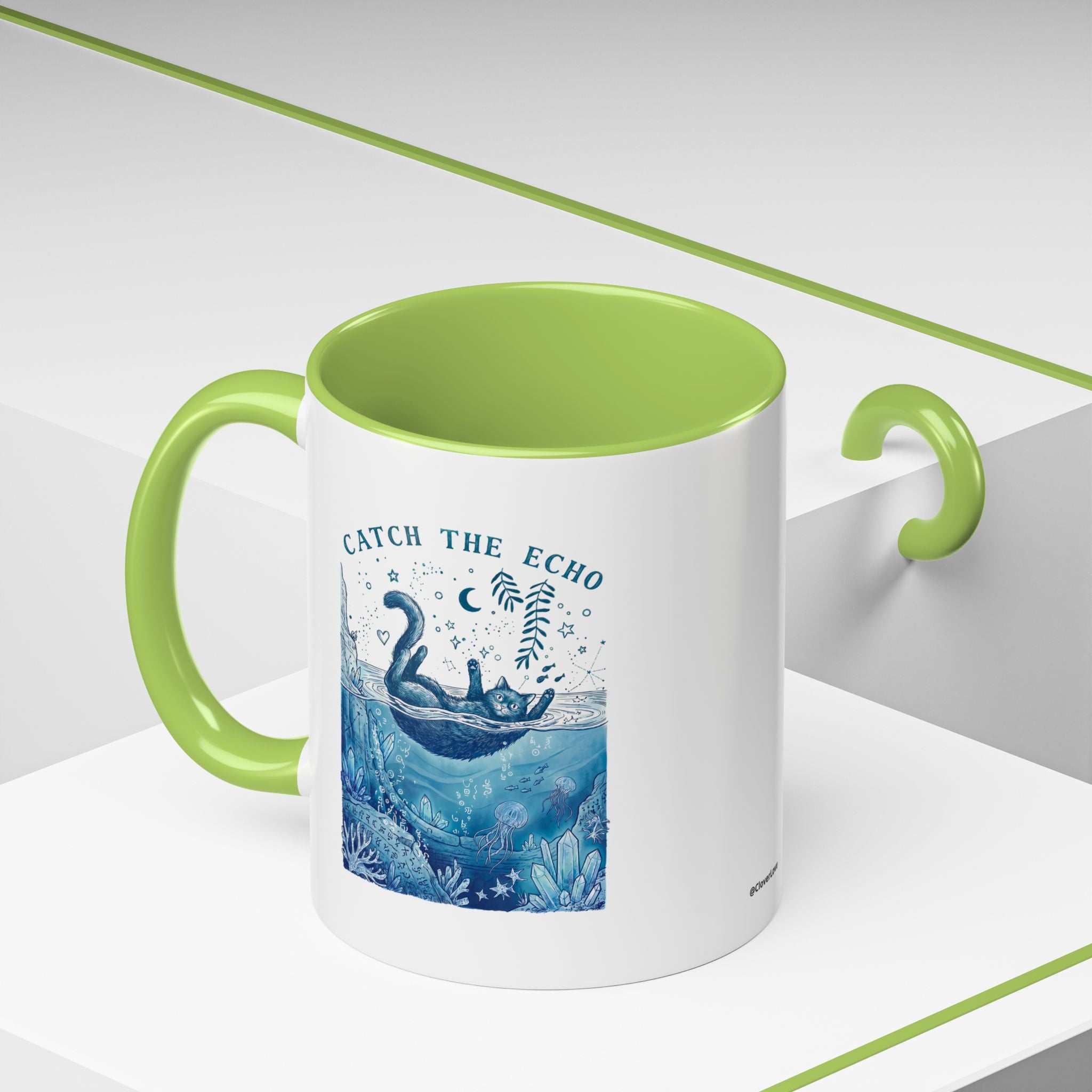 Cat's Ocean Echo Mug - Cute Underwater Cat Lover Coffee Cup