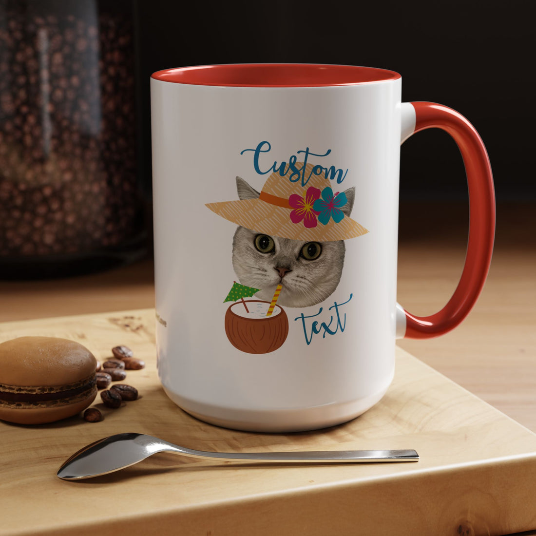 Personalized Summer Cat Mug | Custom Pet Portrait Coffee Cup