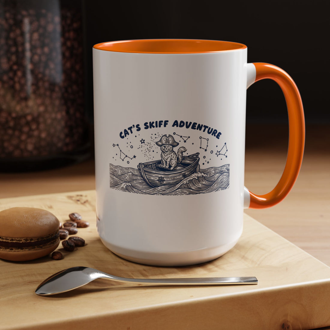 Cat's Skiff Adventure Ocean Mug - Cute Nautical Cat Lover Coffee Cup