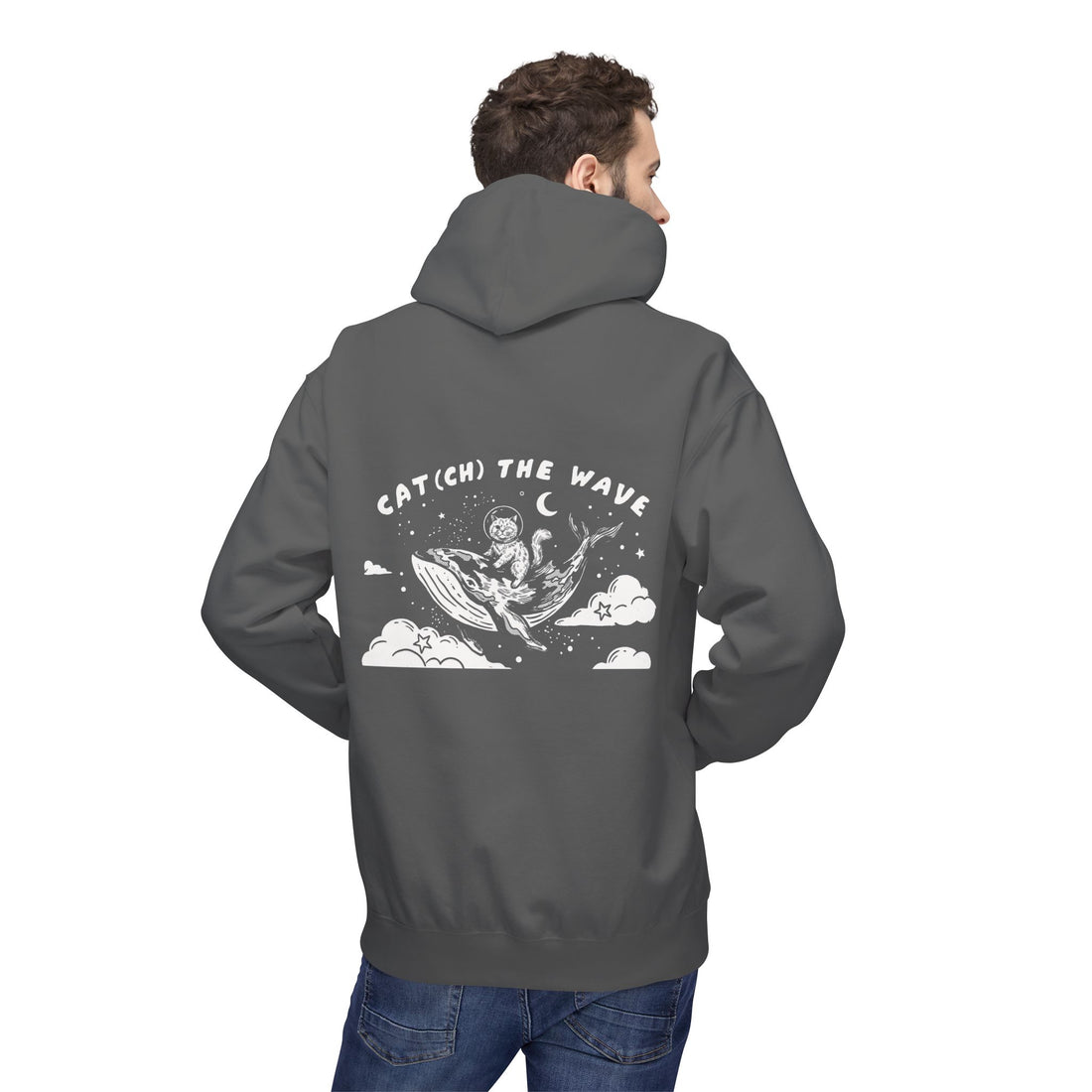 Cat & Whale Adventure Hoodie | Vintage Ocean Graphic Sweatshirt
