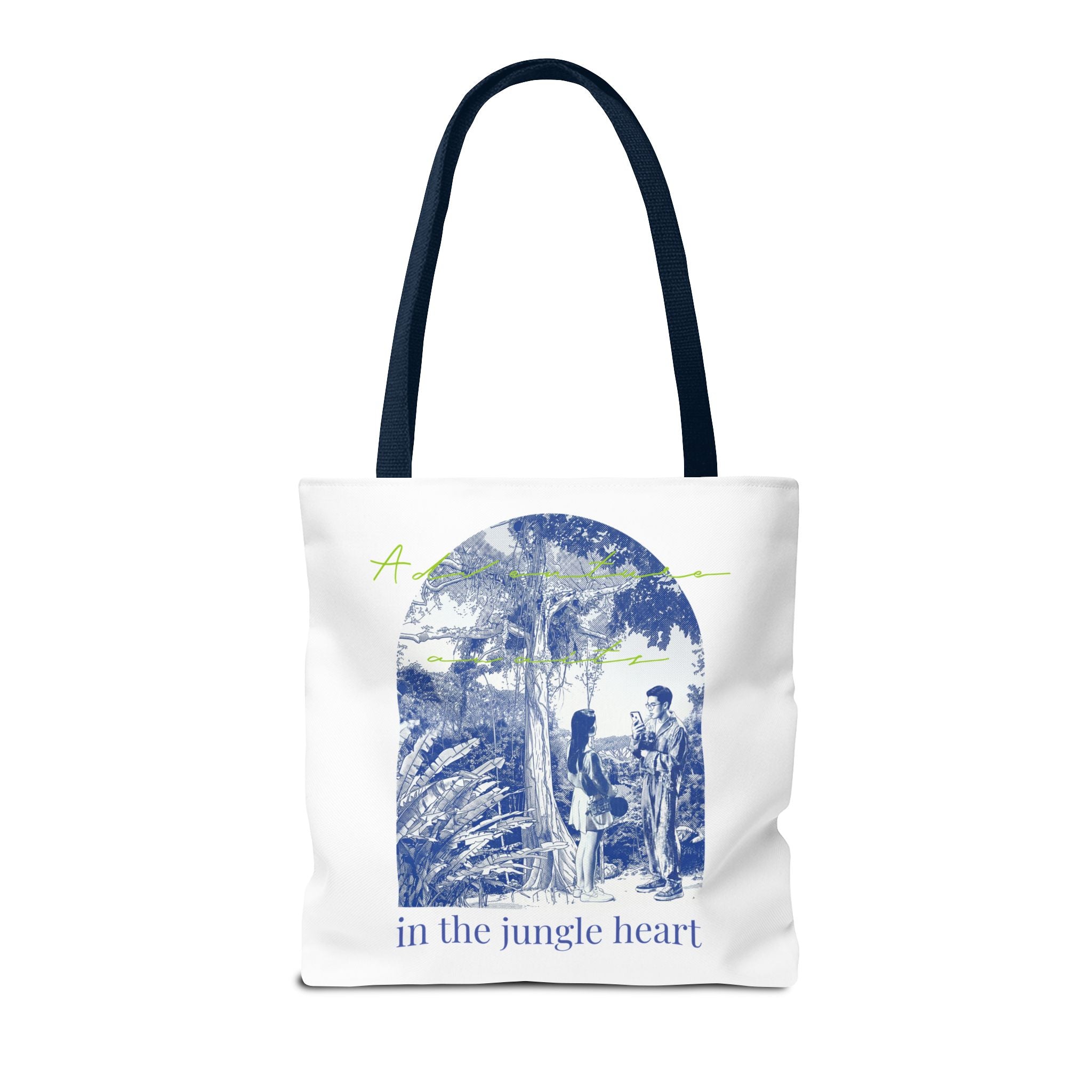 In The Jungle Heart Travel Tote Bag | Vintage Jungle Adventure Canvas Tote Bag