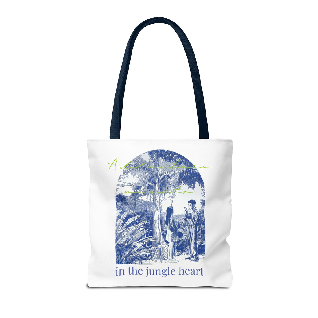 In The Jungle Heart Travel Tote Bag | Vintage Jungle Adventure Canvas Tote Bag