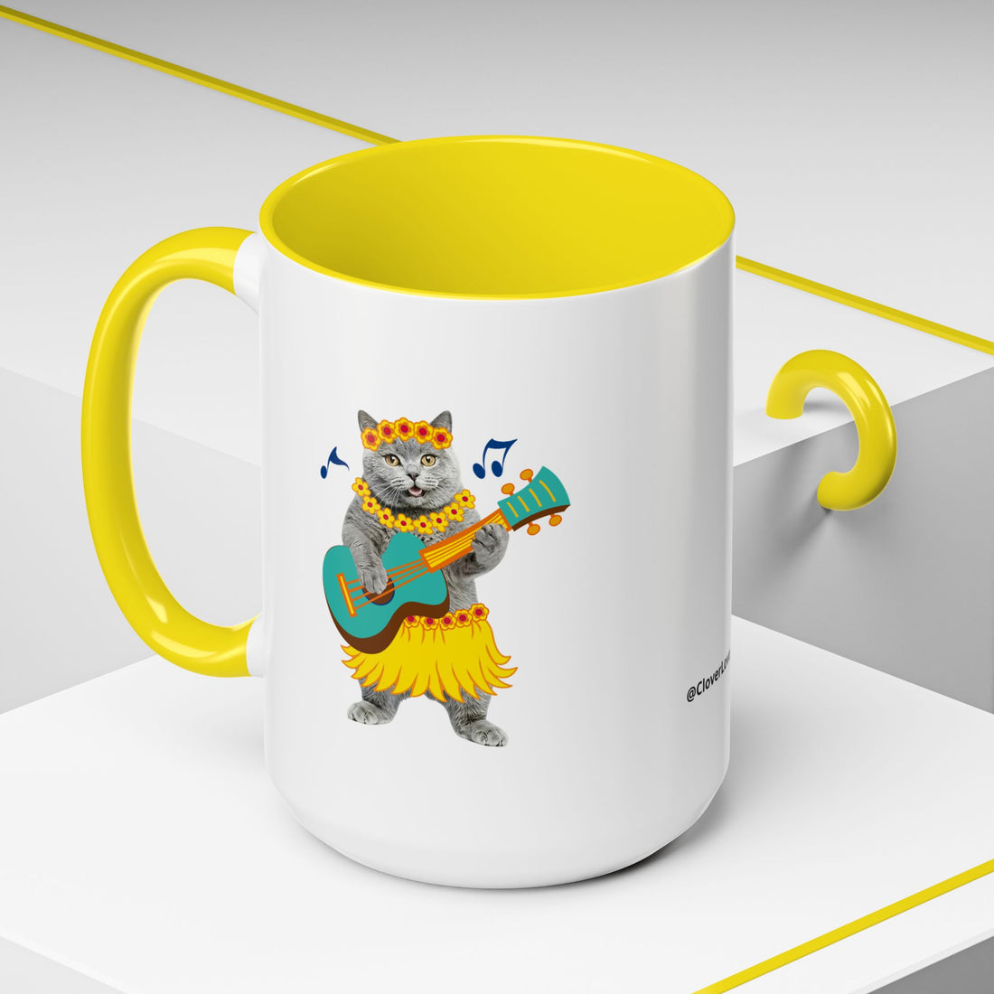 Tropical Summer Cat Mug | Personalized Pet Photo Coffee Cup With Custom Text