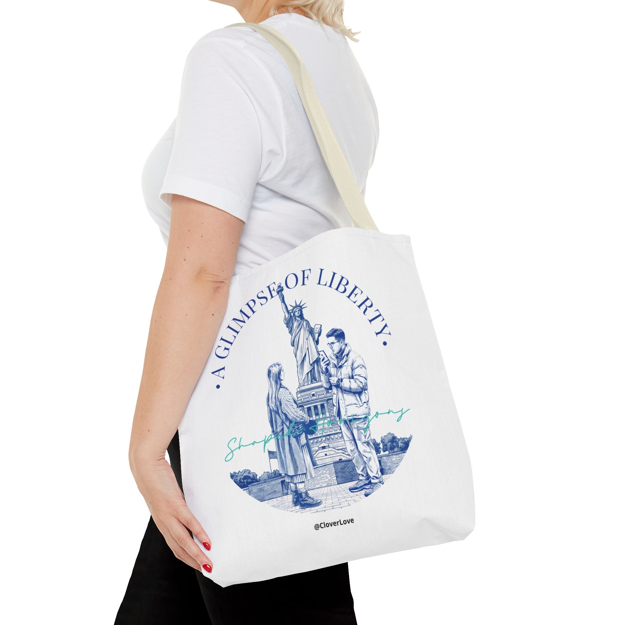 A Glimpse Of Liberty Travel Tote Bag | Statue of Liberty New York Canvas Tote Bag