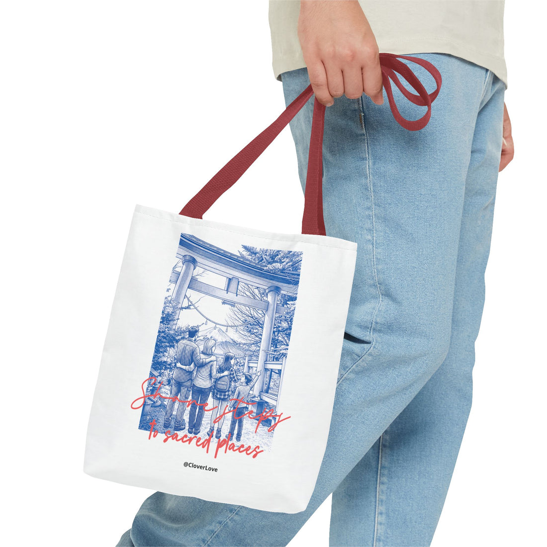 Japan Travel Tote Bag | Vintage Torii Gate Fuji Mountain Canvas Bag