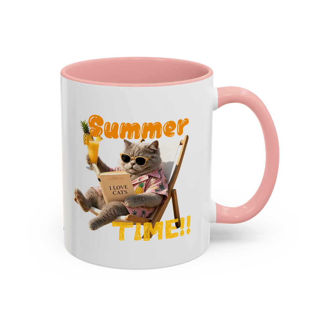 Lustige Katzen-Sommer-Tasse – Süße Strand-Kaffeetasse für Katzenliebhaber