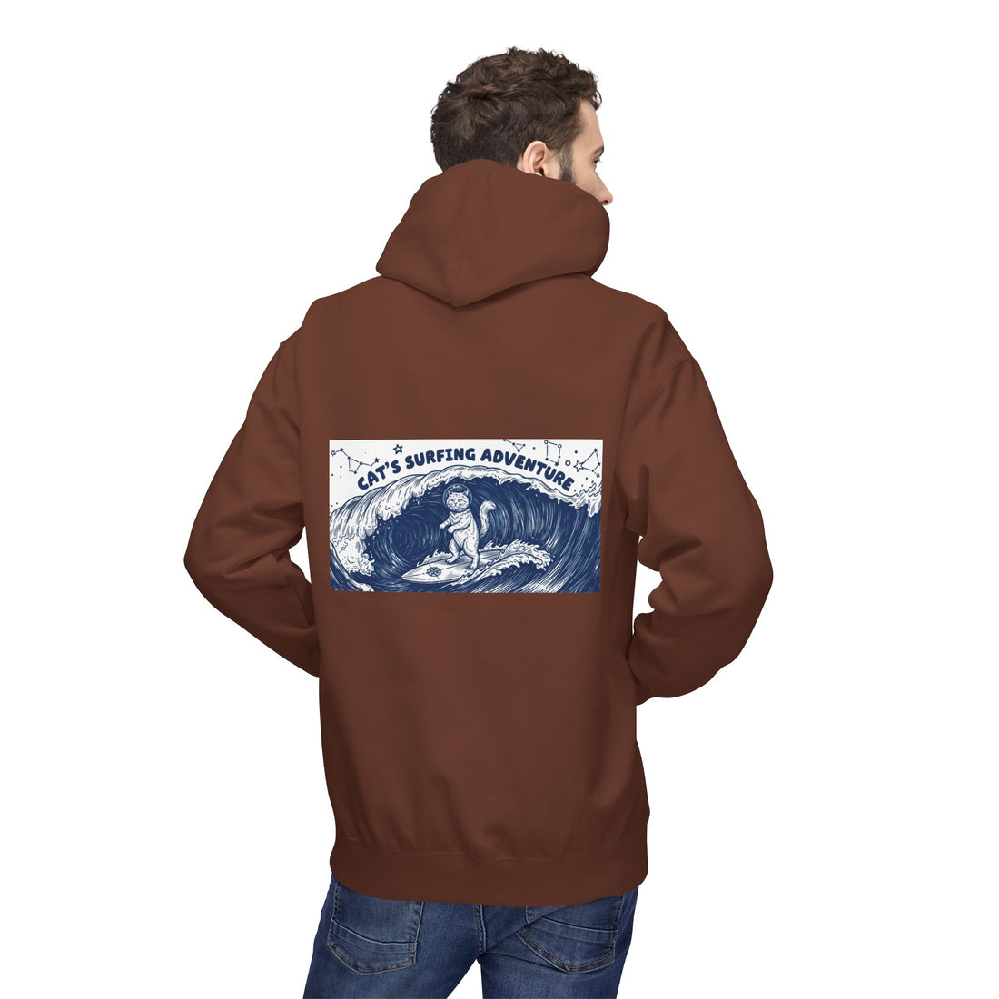 Cat's Surfing Adventure Hoodie | Vintage Ocean Graphic Sweatshirt