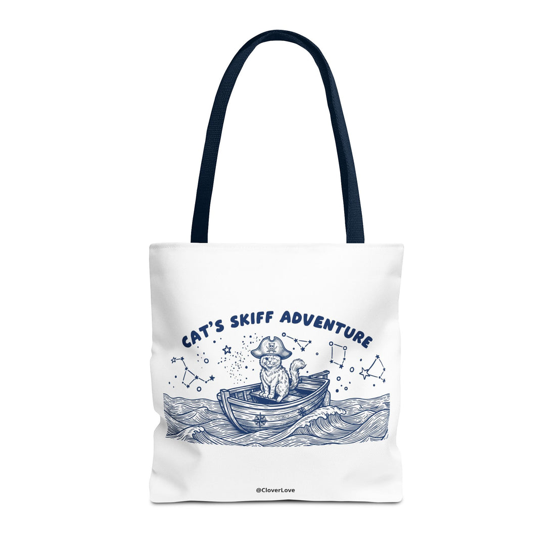 Cat's Skiff Adventure Tote Bag | Vintage Nautical Ocean Canvas Bag