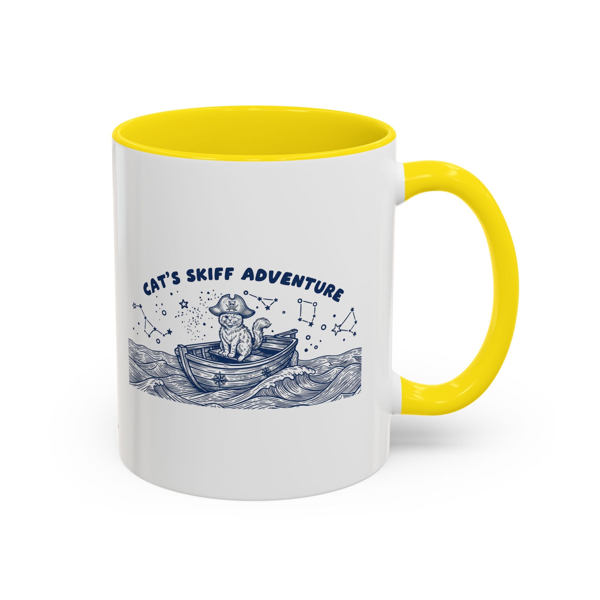 Cat's Skiff Adventure Ocean Mug - Cute Nautical Cat Lover Coffee Cup