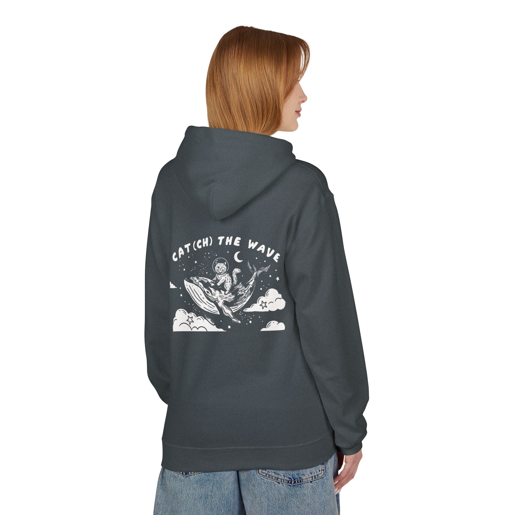 Cat & Whale Adventure Hoodie | Vintage Ocean Graphic Sweatshirt