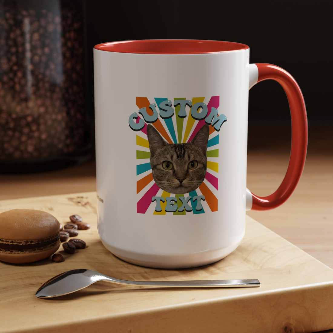 Retro Custom Cat Mug | Personalized Pet Photo Coffee Cup With Custom Text