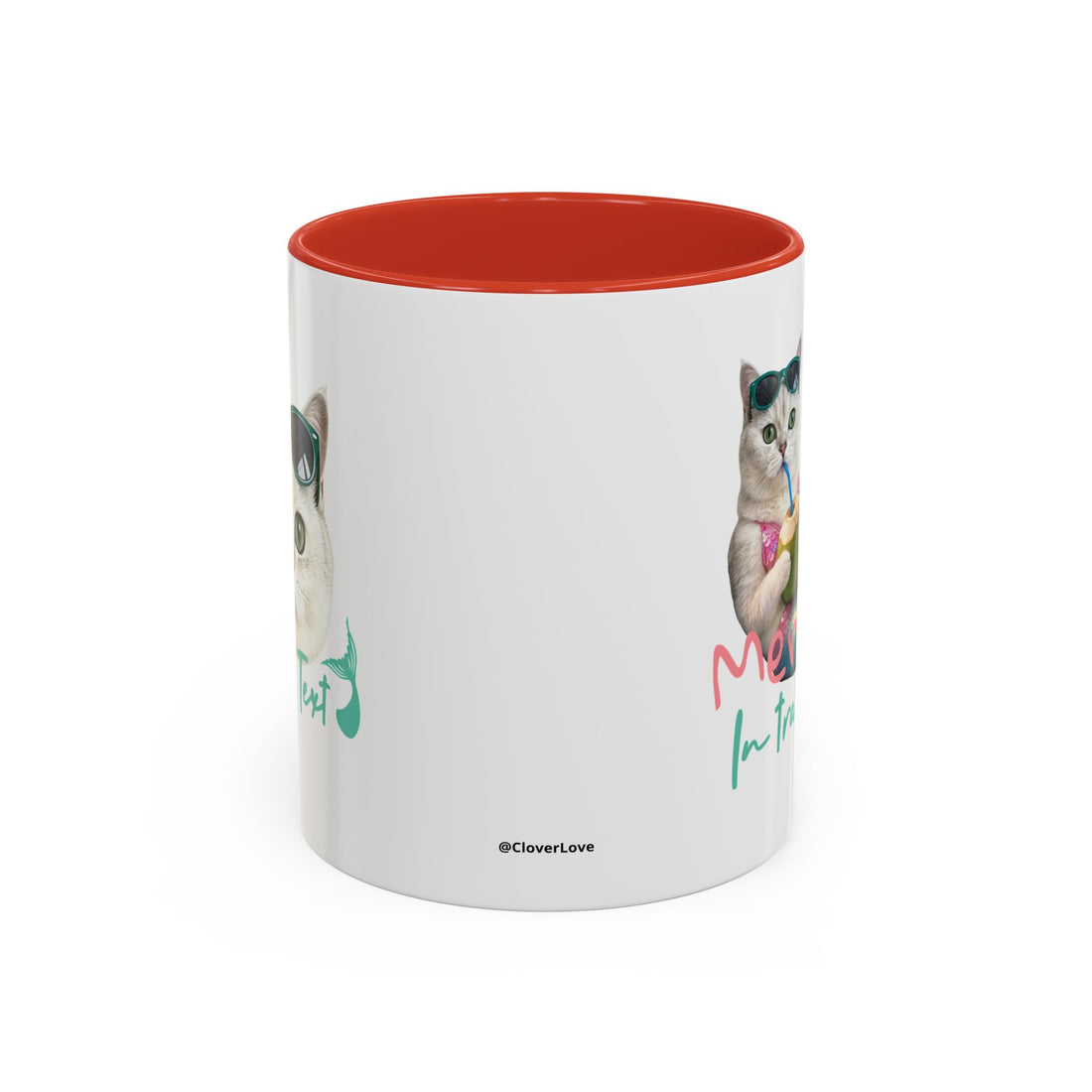 Meerjungfrauenkatze Sommer Tasse | Personalisierte Katzenkaffeetasse mit individuellem Text