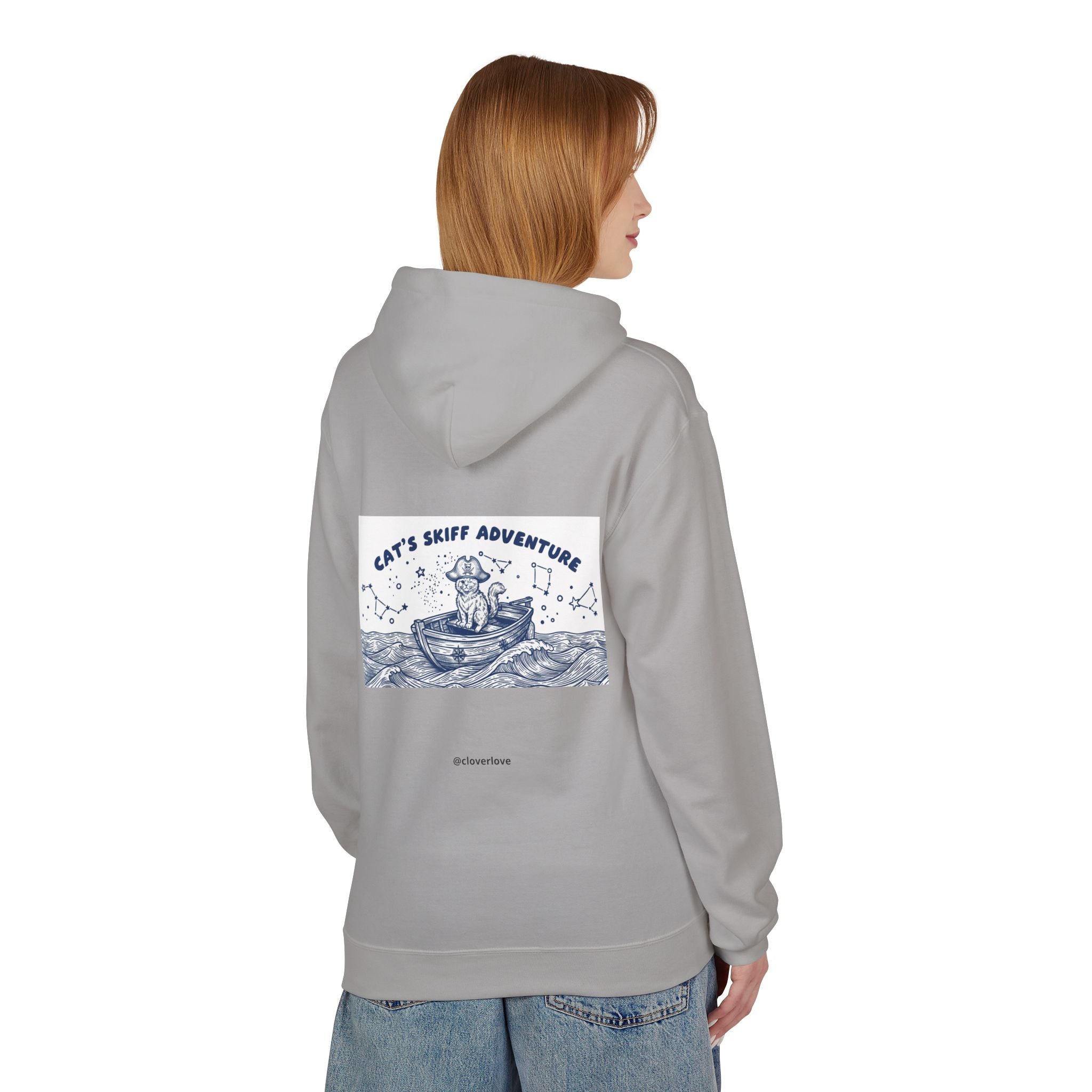 Katzen-Skiff-Abenteuer-Kapuzenpullover | Vintage Ozean Nautisch Grafik Sweatshirt