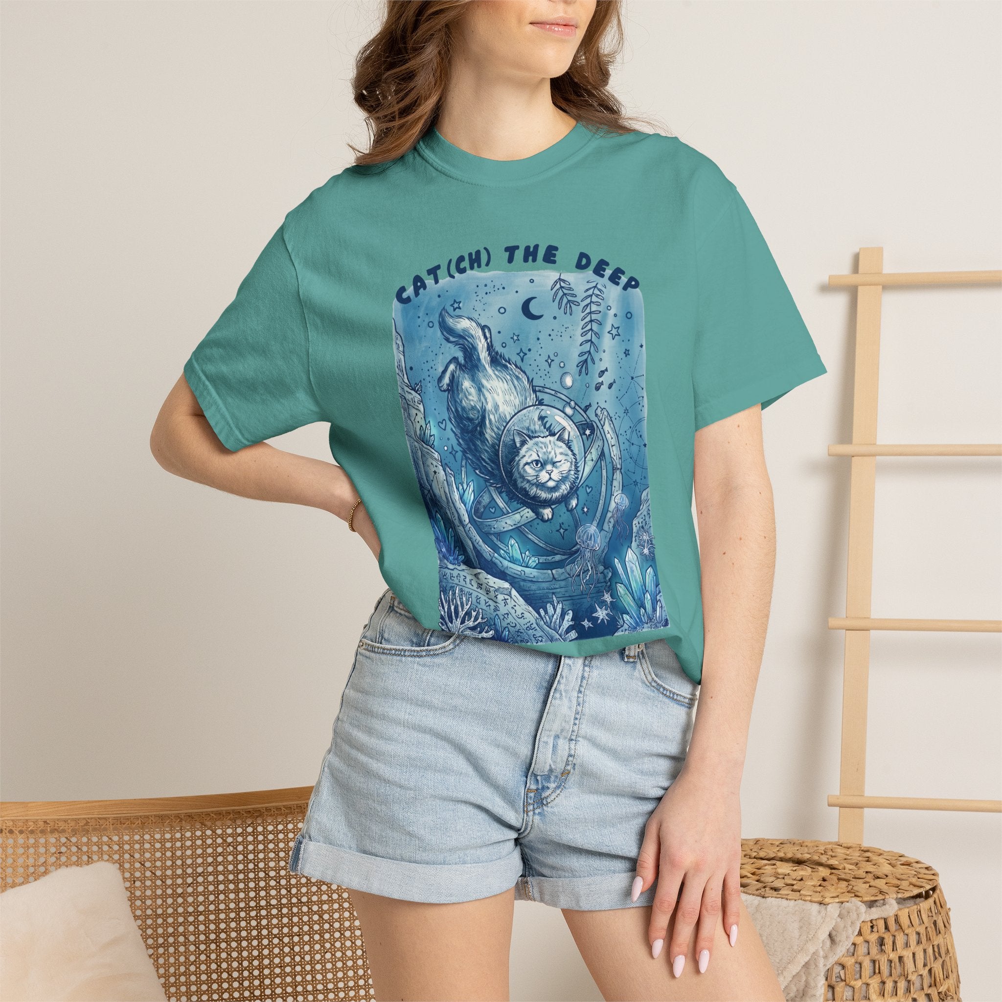 Cat(ch) The Deep Sea T-Shirt - Deep Ocean Fantasy Shirt for Cat Lovers