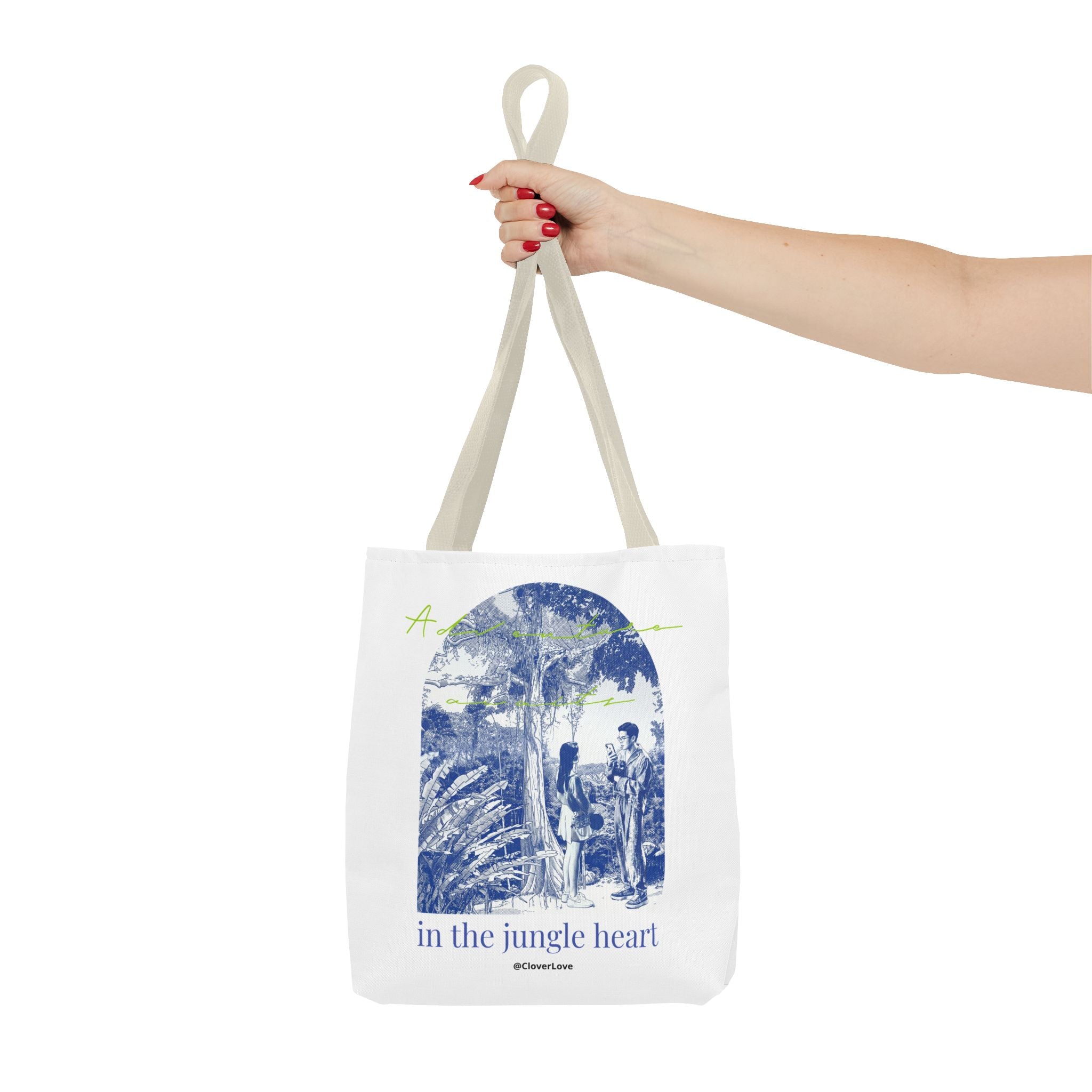 In The Jungle Heart Travel Tote Bag | Vintage Jungle Adventure Canvas Tote Bag