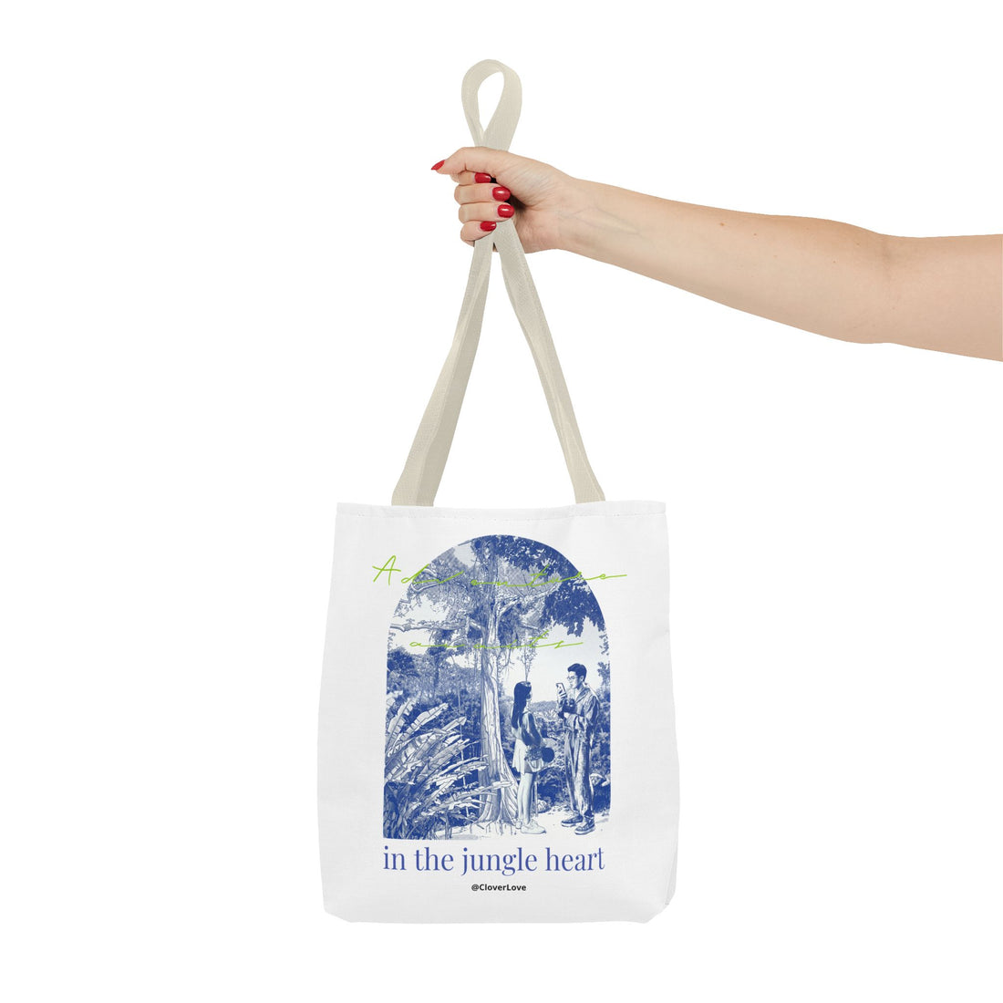 In The Jungle Heart Travel Tote Bag | Vintage Jungle Adventure Canvas Tote Bag