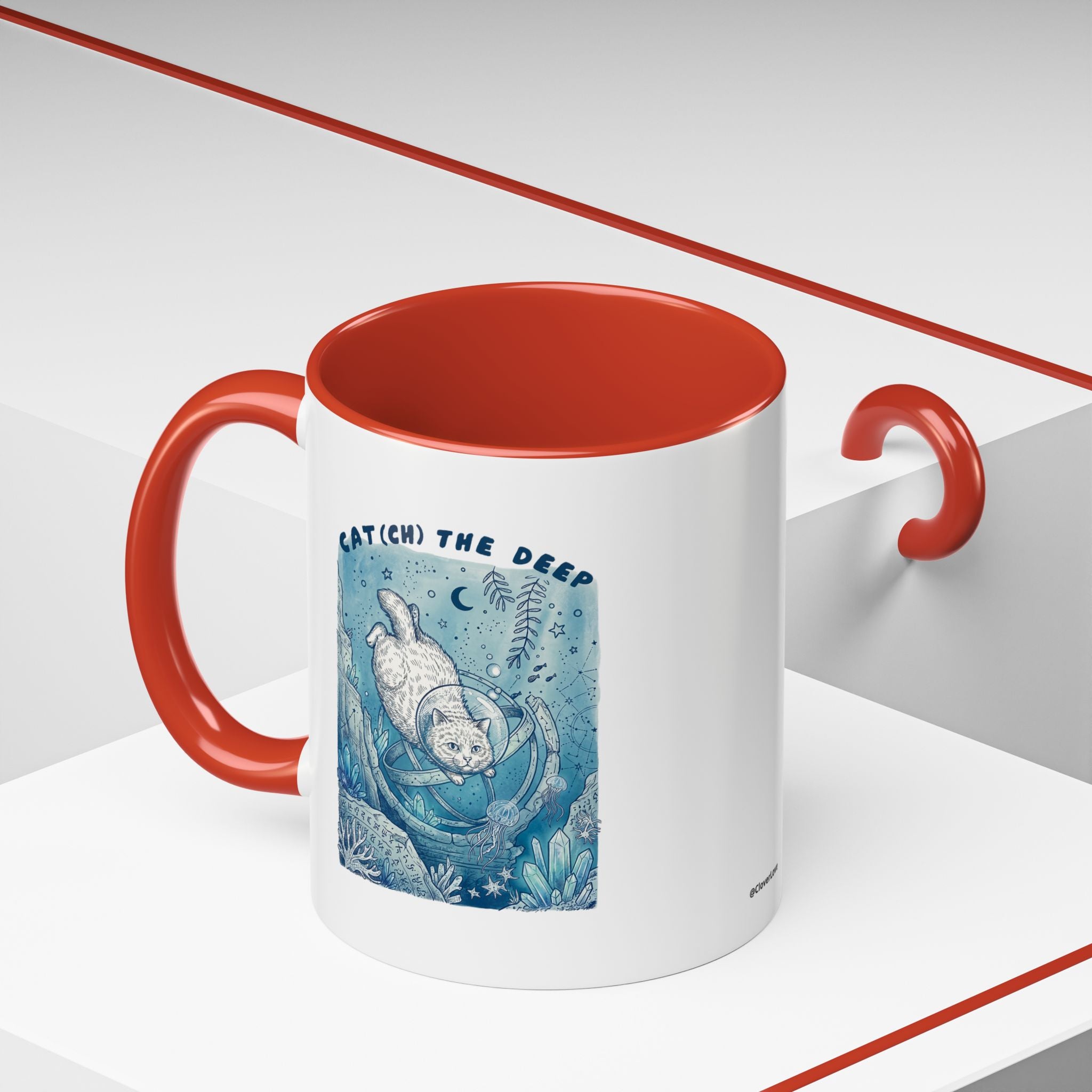 Cat's Deep Ocean Adventure Mug - Underwater Cat Lover Coffee Cup
