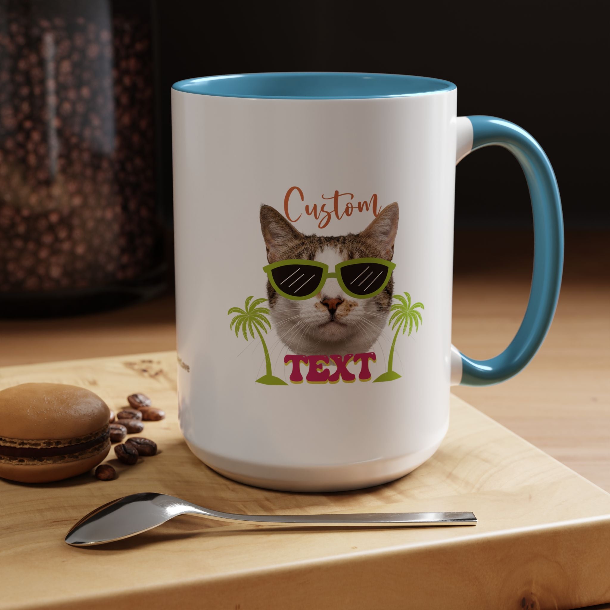 Cool Cat Summer Mug | Personalized Cat Photo Coffee Cup With Custom Text