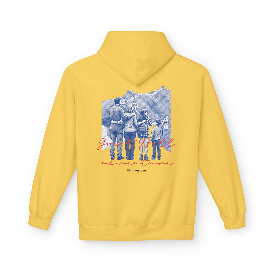 Große Mauer Familienabenteuer Hoodie – Vintage Reise Wahrzeichen Grafik Pullover Sweatshirt