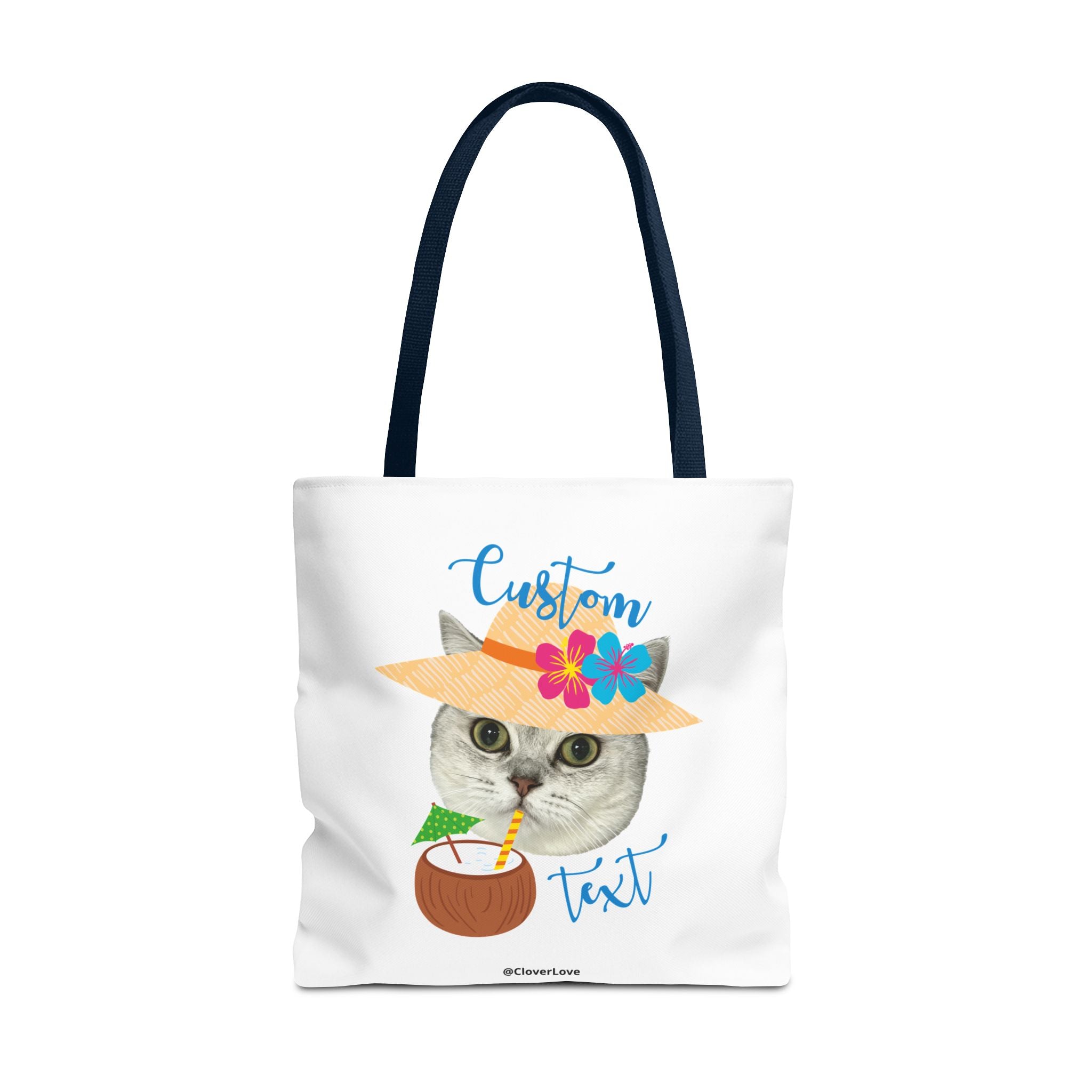 Summer Cat Tote Bag | Personalized Pet Photo Canvas Bag