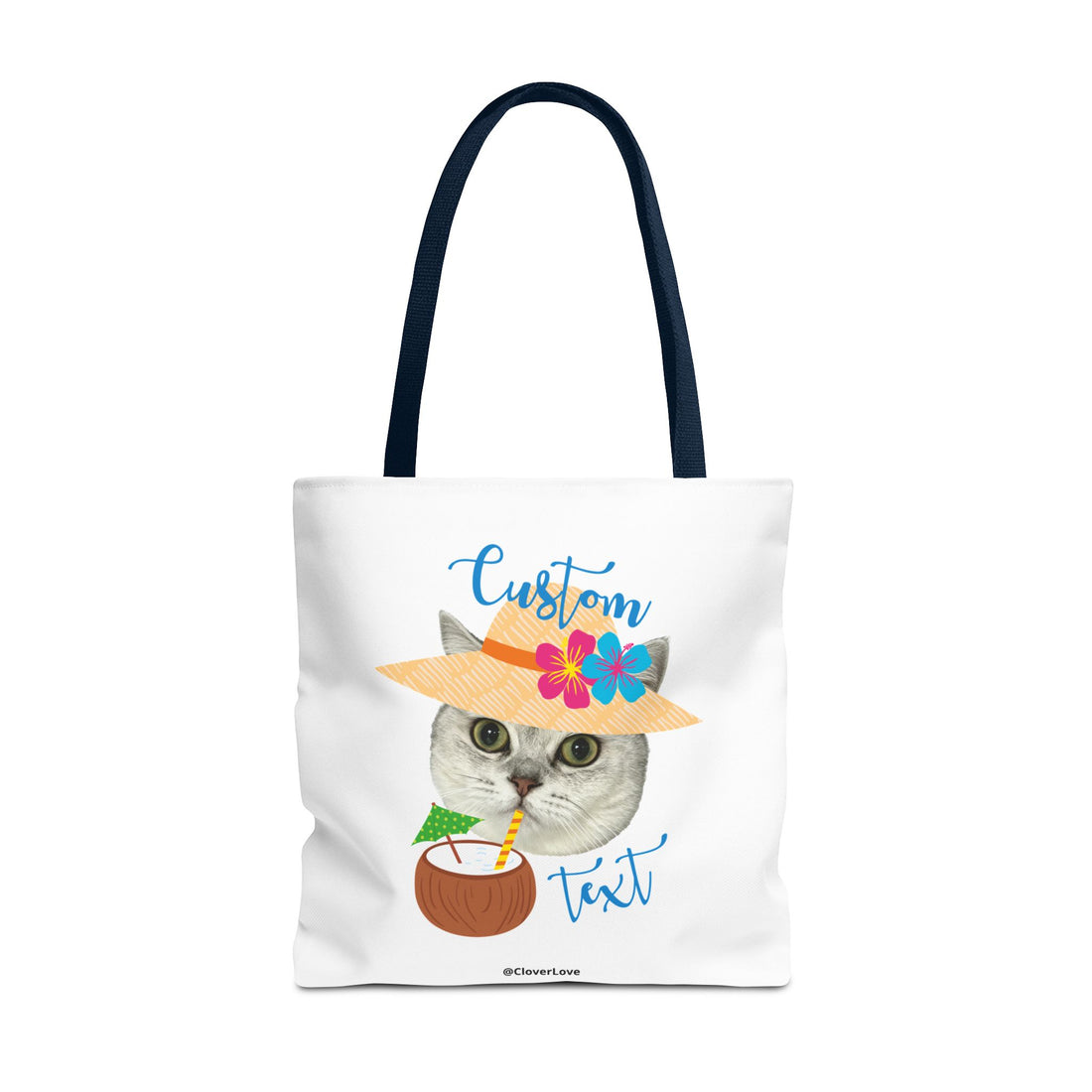 Summer Cat Tote Bag | Personalized Pet Photo Canvas Bag