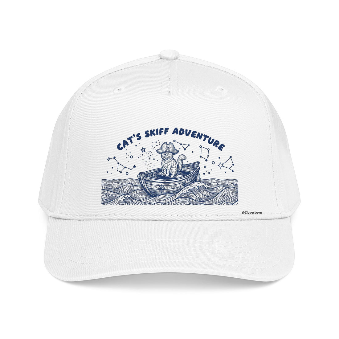 Cat Boat Hat - Ocean Adventure Baseball Cap, Nautical Cat Lover Gift, Coastal Travel Hat