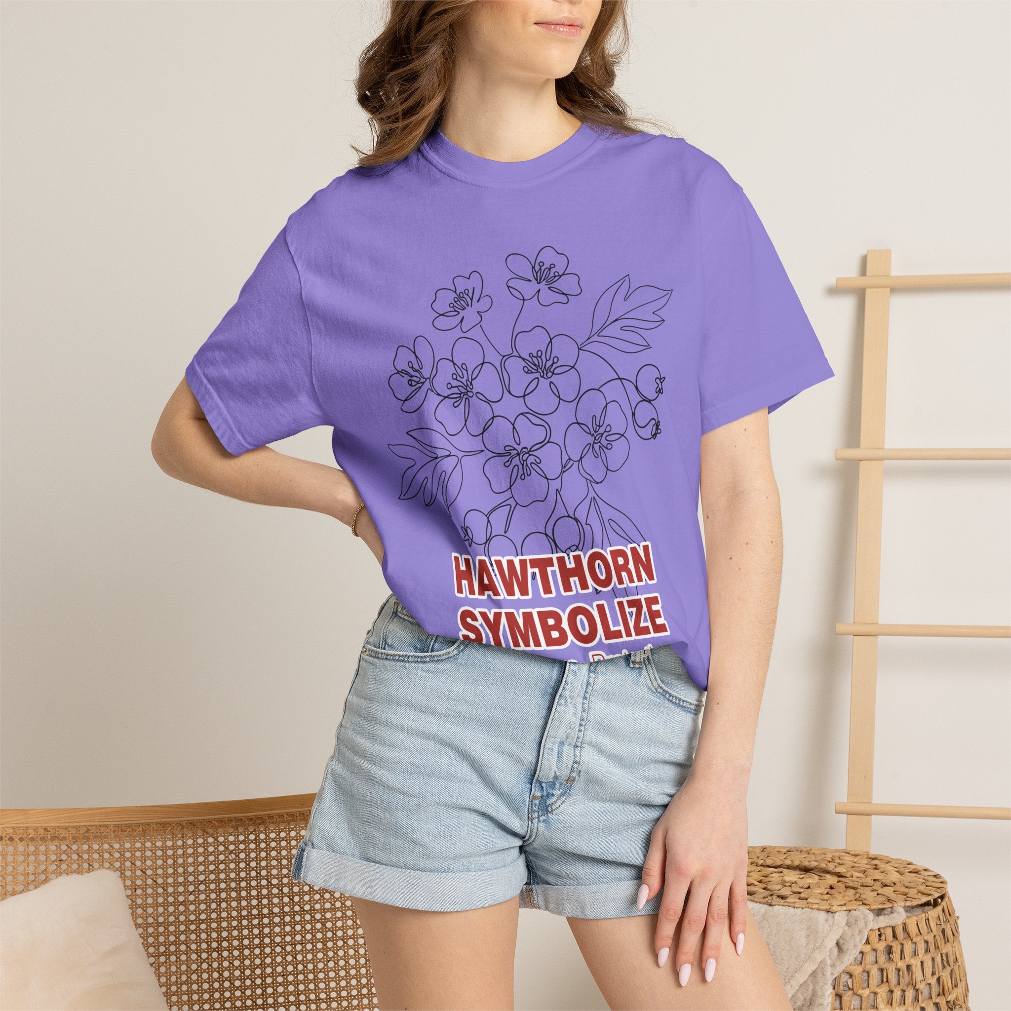 Hawthorn Flower T-Shirt - Botanical Graphic Shirt for Flower Lovers