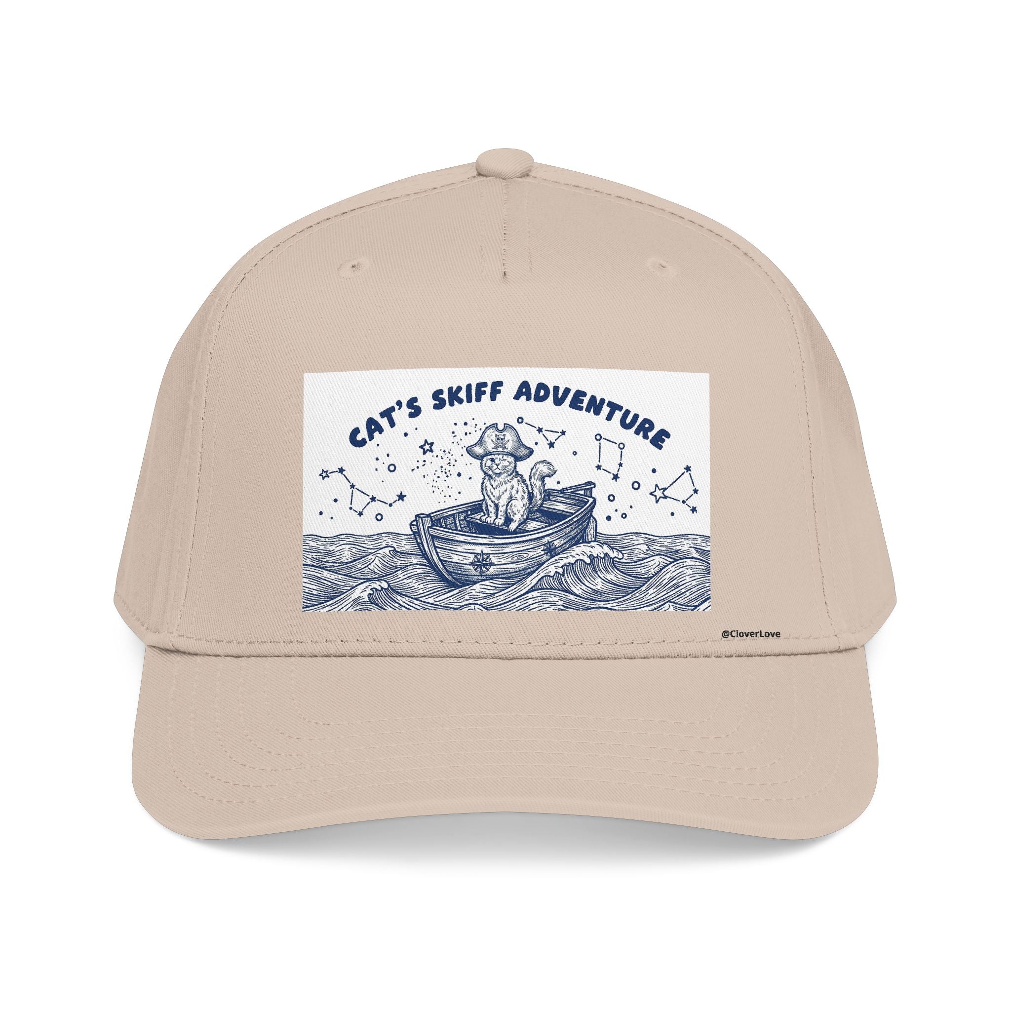 Cat Boat Hat - Ocean Adventure Baseball Cap, Nautical Cat Lover Gift, Coastal Travel Hat