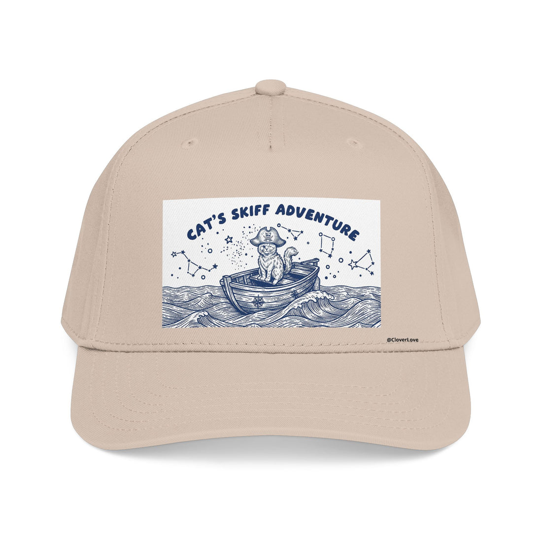 Cat Boat Hat - Ocean Adventure Baseball Cap, Nautical Cat Lover Gift, Coastal Travel Hat