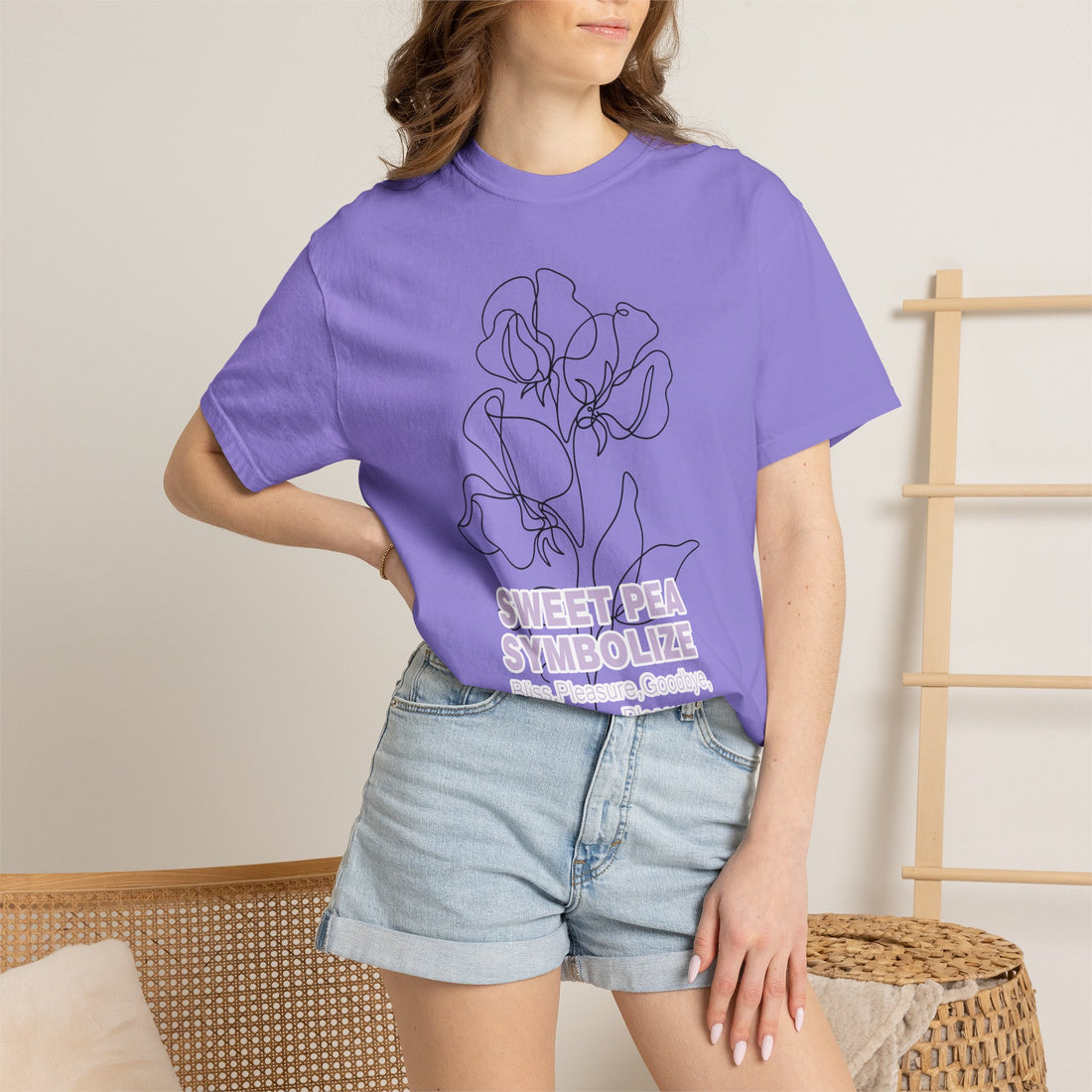 Sweet Pea Flower T-Shirt - Botanical Graphic Shirt for Flower Lovers