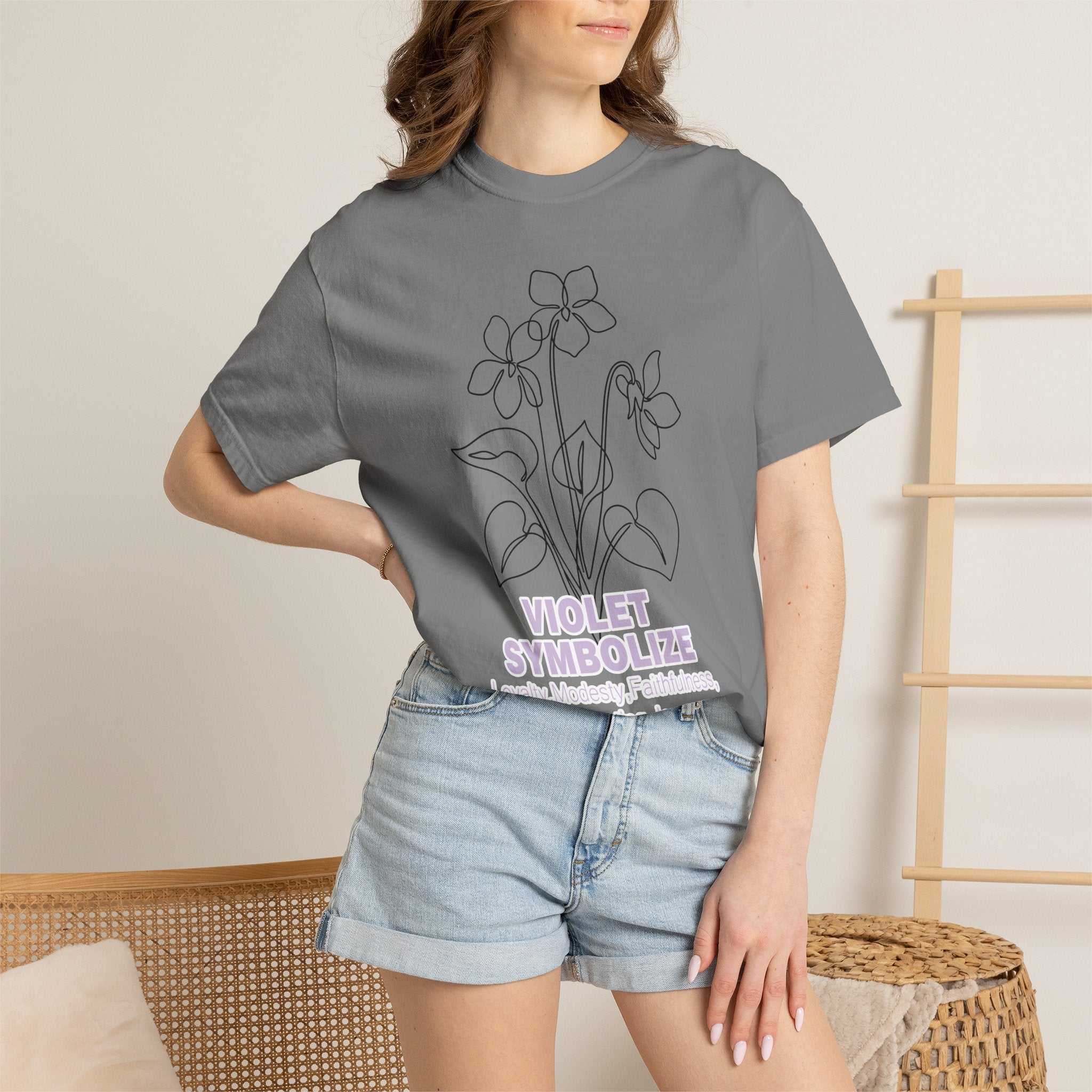 Violet Flower T-Shirt - Botanical Graphic Shirt for Flower Lovers