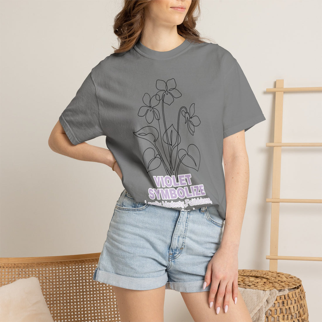 Violet Flower T-Shirt - Botanical Graphic Shirt for Flower Lovers