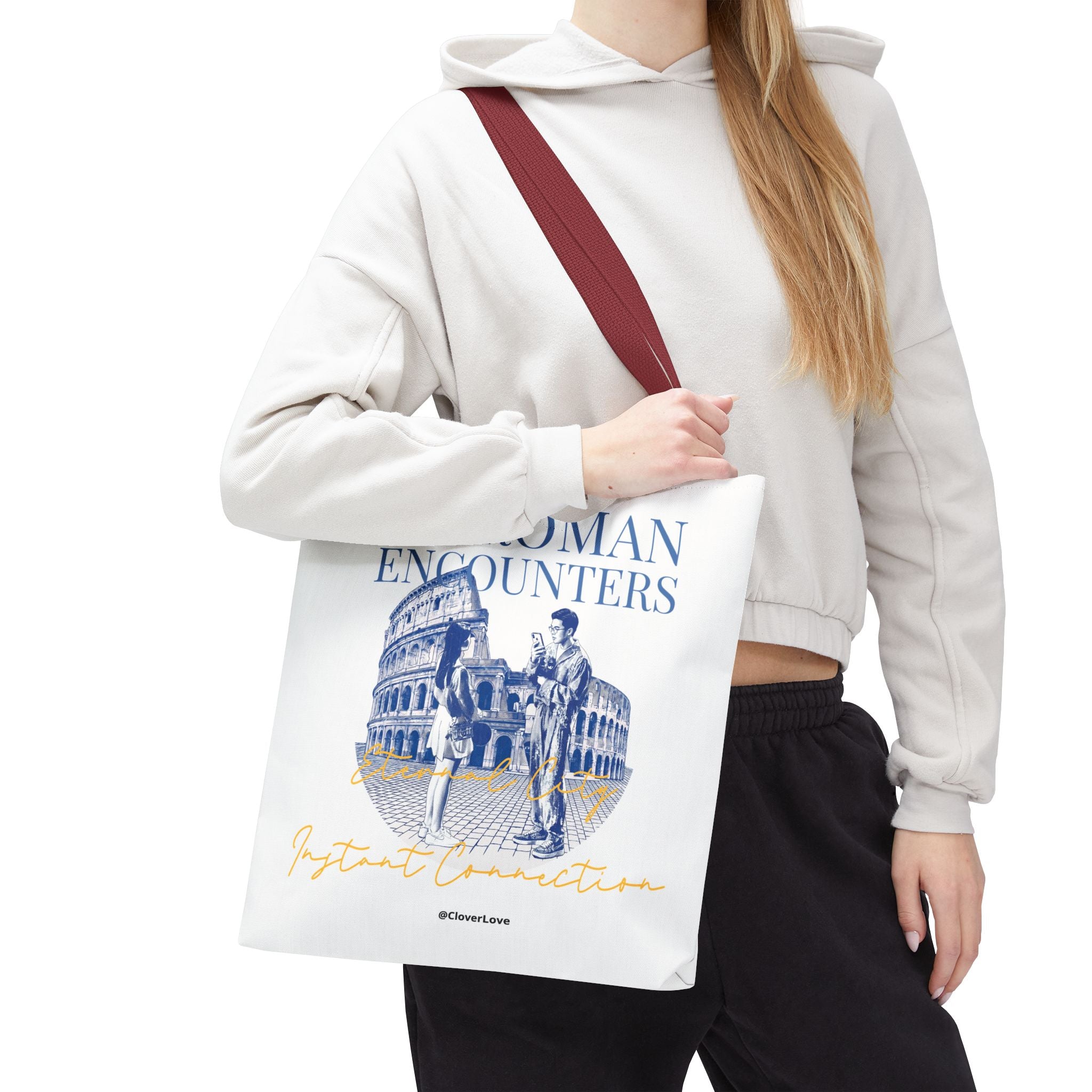 Roman Encounter Travel Tote Bag | Vintage Italy Rome Colosseum Canvas Tote Bag for Travel Lovers