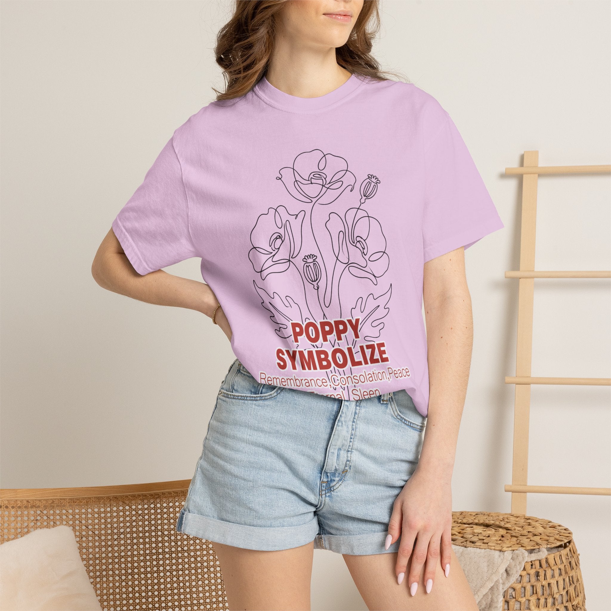 Poppy Flower T-Shirt - Memorial Botanical Graphic Shirt for Flower Lovers