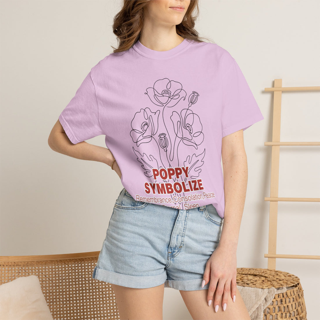 Poppy Flower T-Shirt - Memorial Botanical Graphic Shirt for Flower Lovers