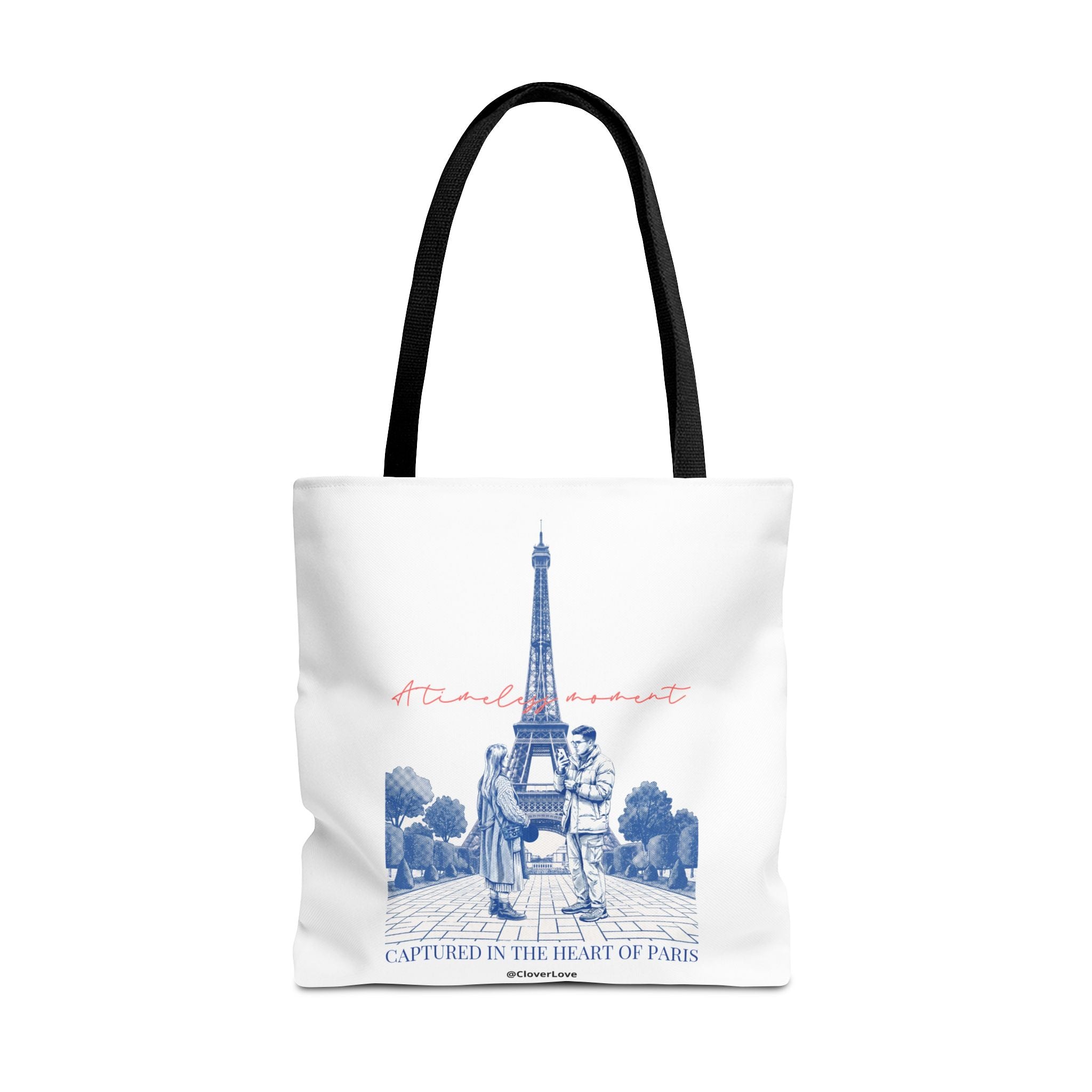 Paris Travel Tote Bag | Vintage Eiffel Tower Couple Canvas Bag