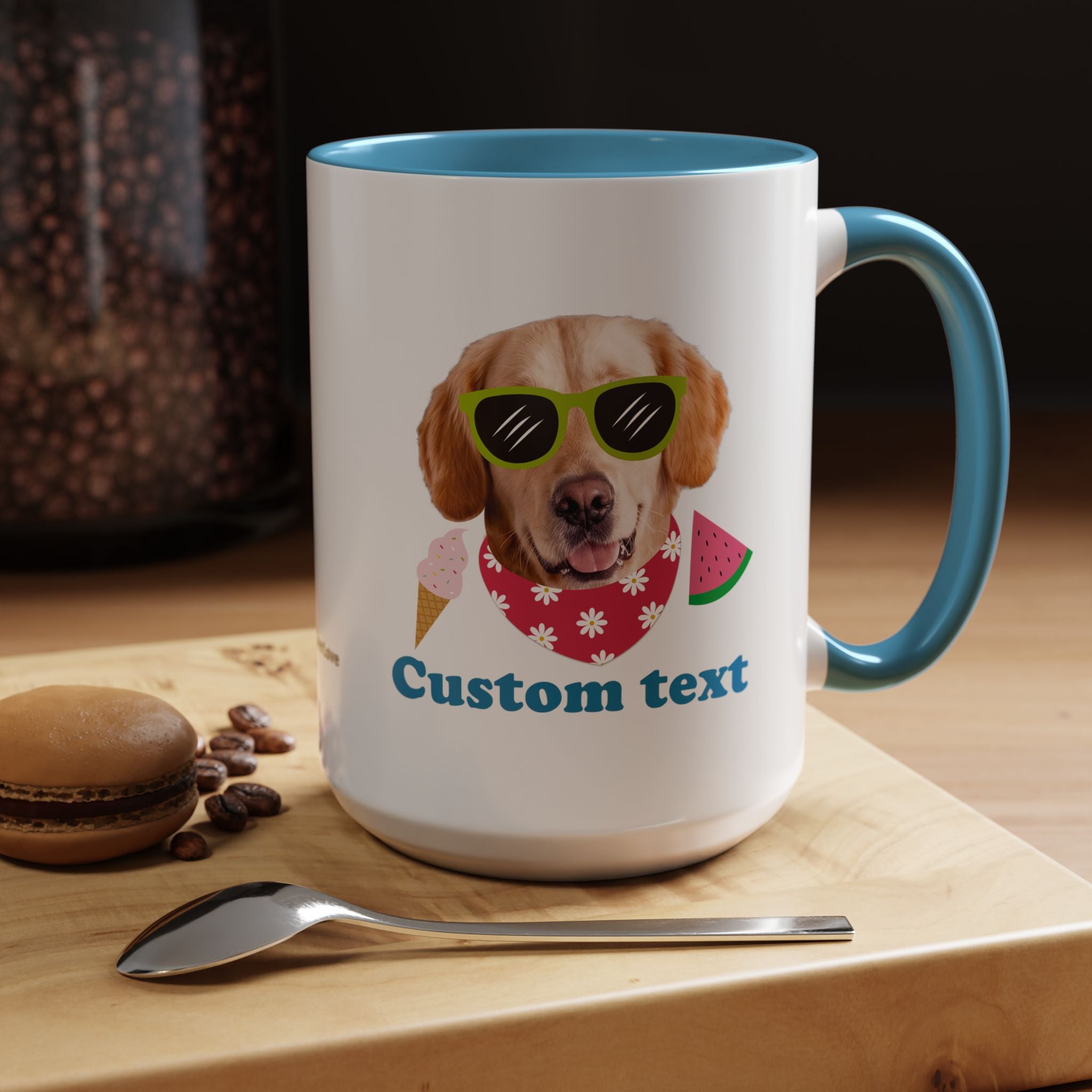 Cute Summer Dog Mug | Personalized Dog Photo Coffee Cup With Custom Text