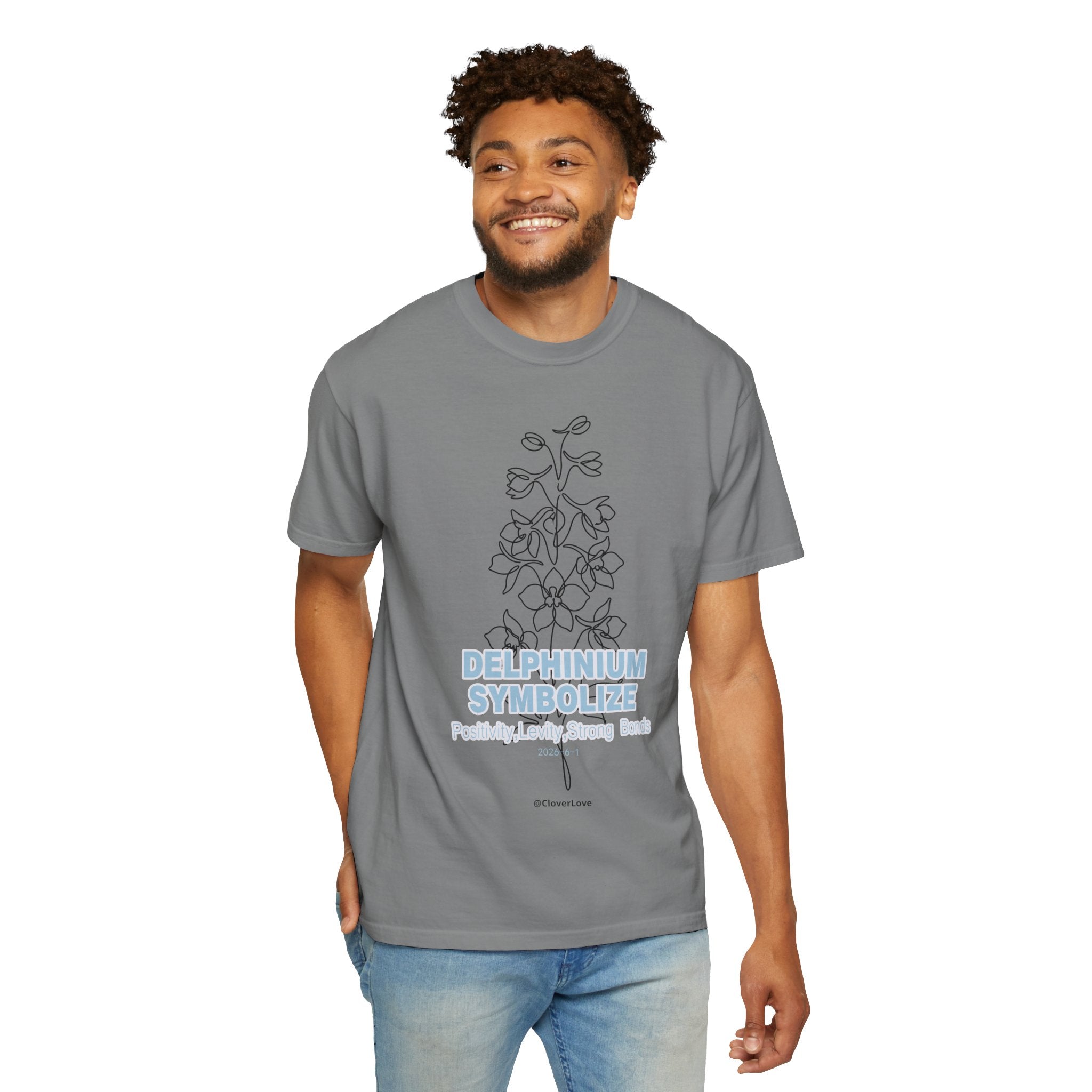 Delphinium Flower T-Shirt - Botanical Graphic Shirt for Flower Lovers