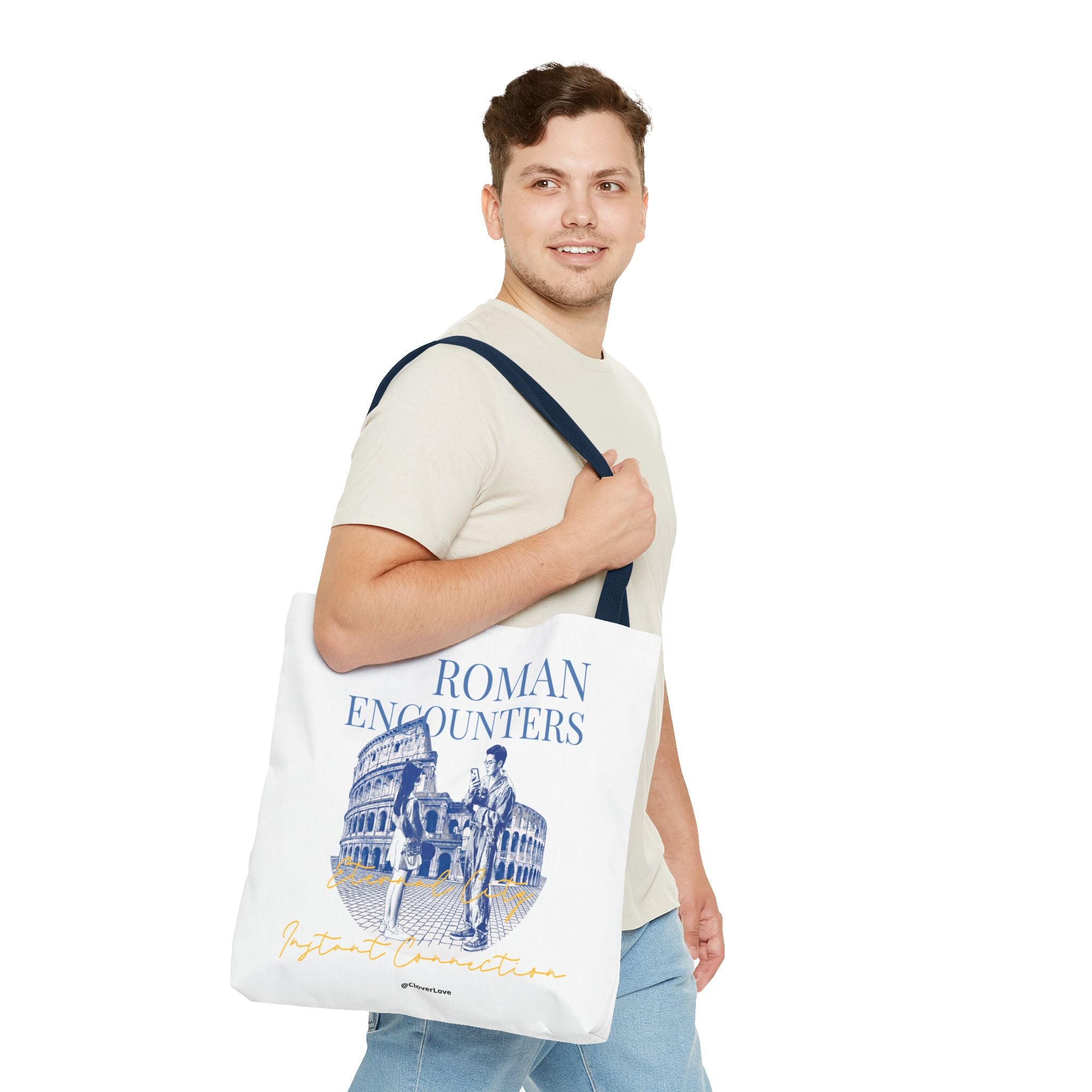 Roman Encounter Travel Tote Bag | Vintage Italy Rome Colosseum Canvas Tote Bag for Travel Lovers