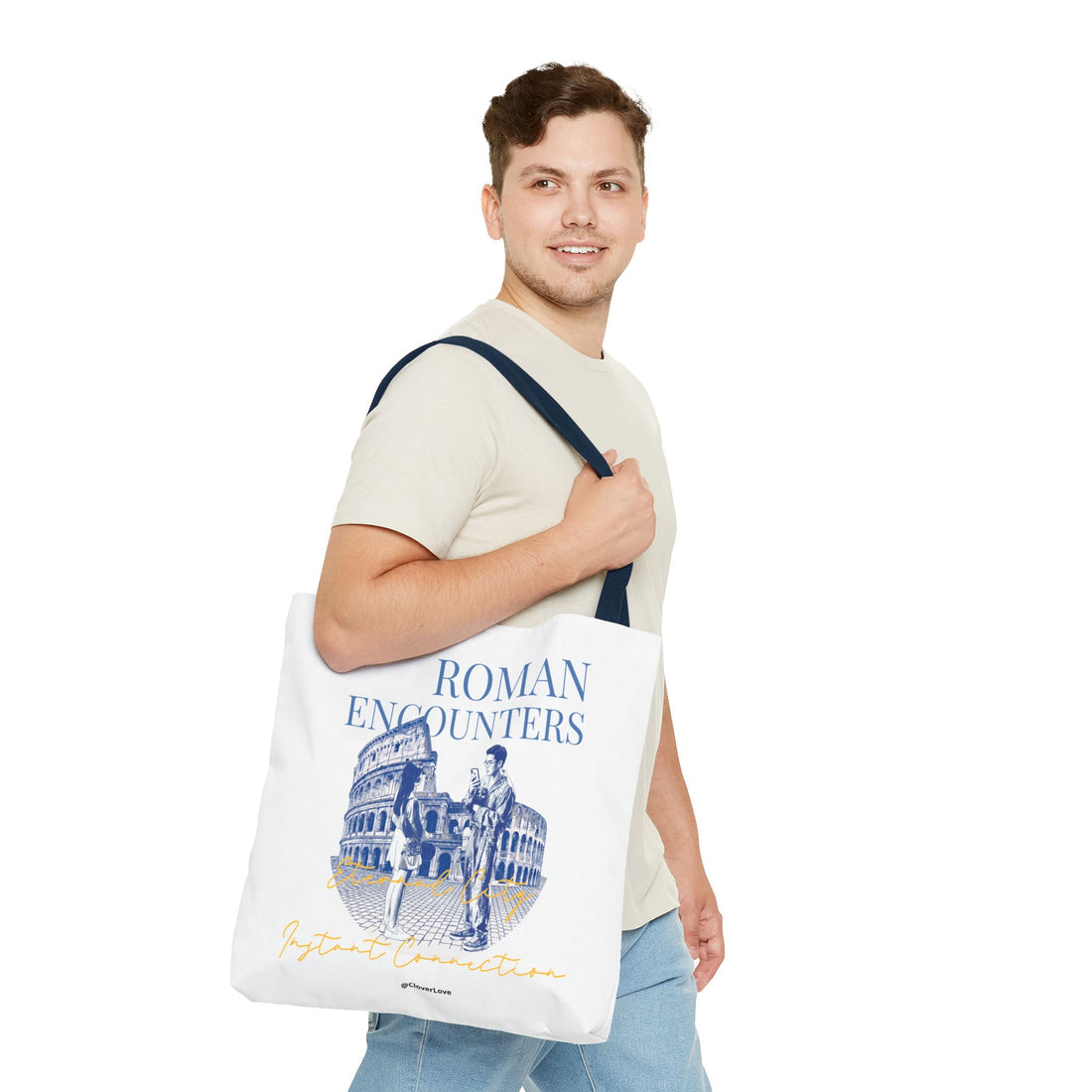 Roman Encounter Travel Tote Bag | Vintage Italy Rome Colosseum Canvas Tote Bag for Travel Lovers