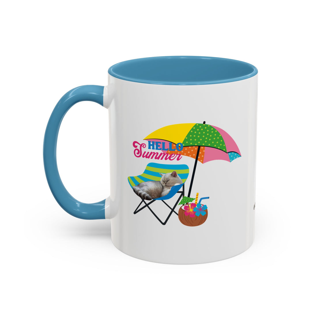 Personalized Summer Cat Mug | Custom Pet Portrait Coffee Cup