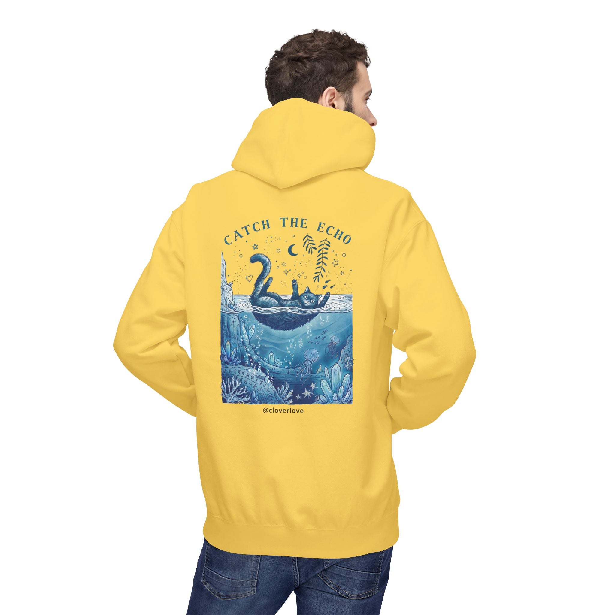 Katzen-Ozean-Abenteuer-Kapuzenpullover | Vintage Unterwasser-Grafik-Sweatshirt