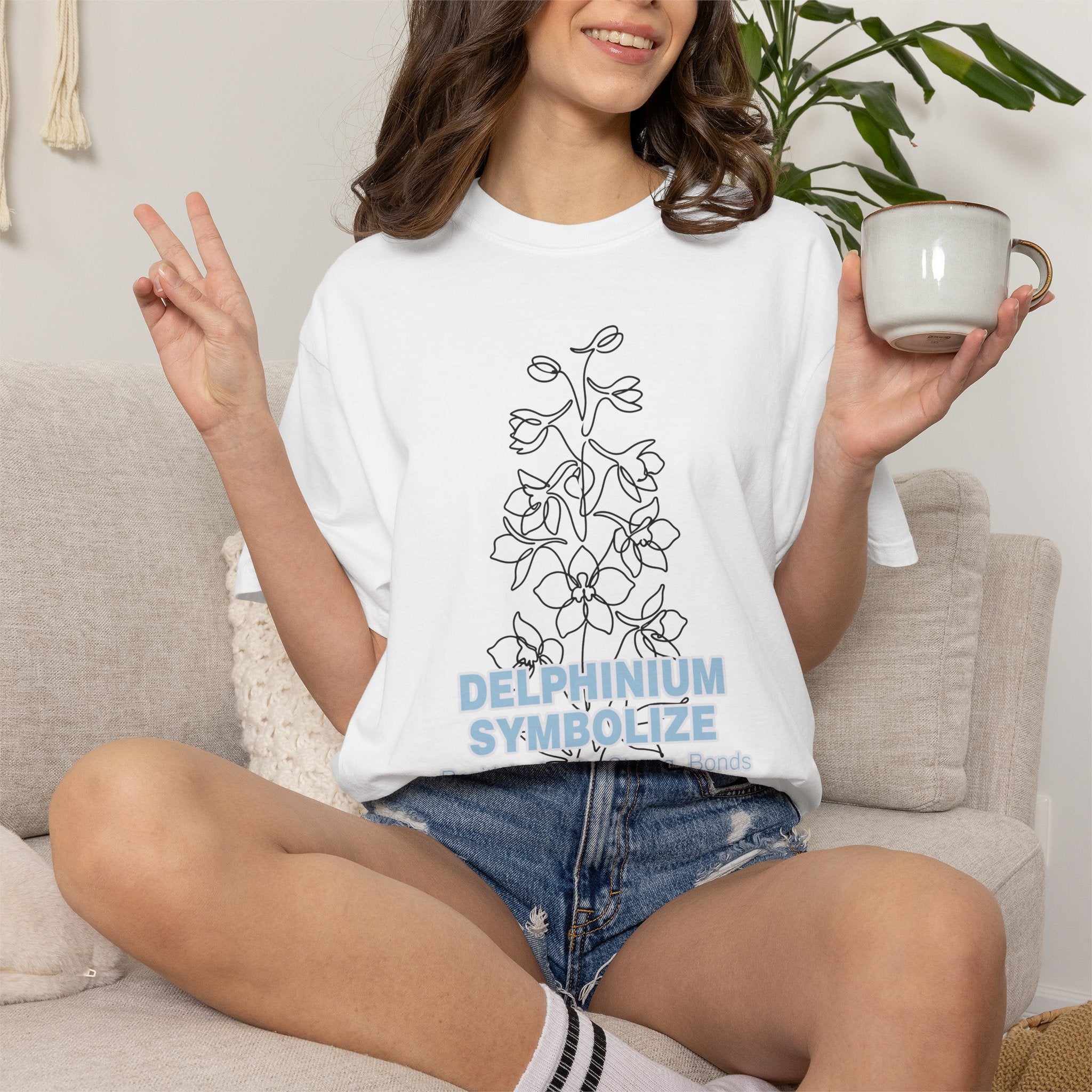 Delphinium Flower T-Shirt - Botanical Graphic Shirt for Flower Lovers