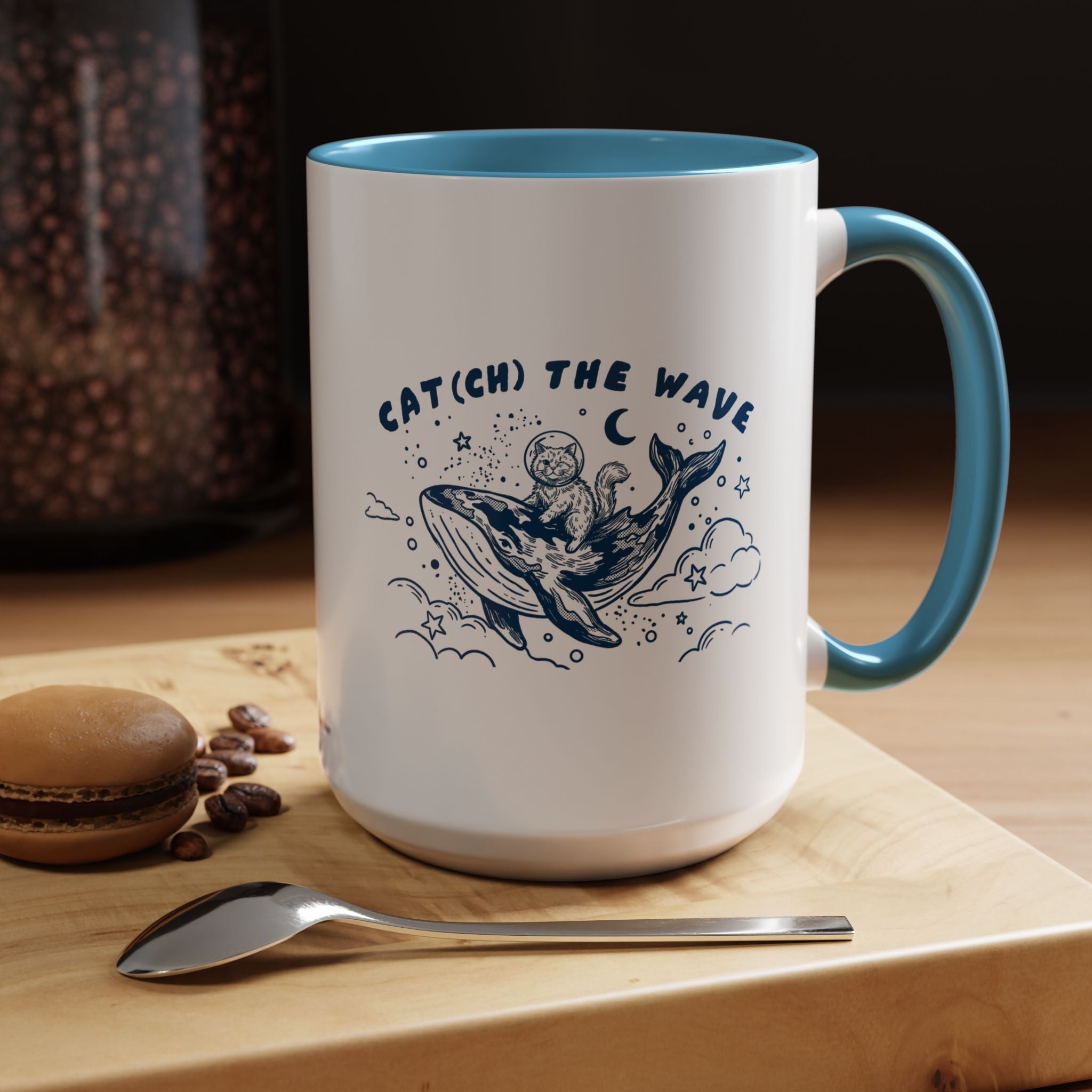 Cat's Wave Adventure Mug - Cute Cat Whale Ocean Coffee Cup